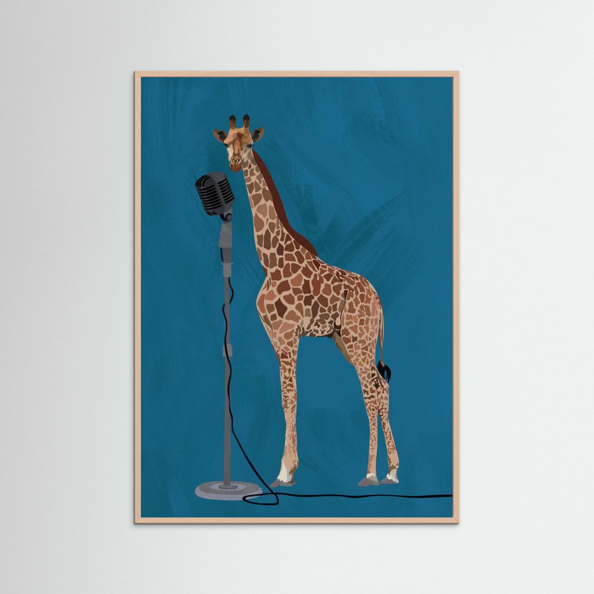Giraffe Microphone Pink 2 01 by Sarah Manovski Fine Art Paper