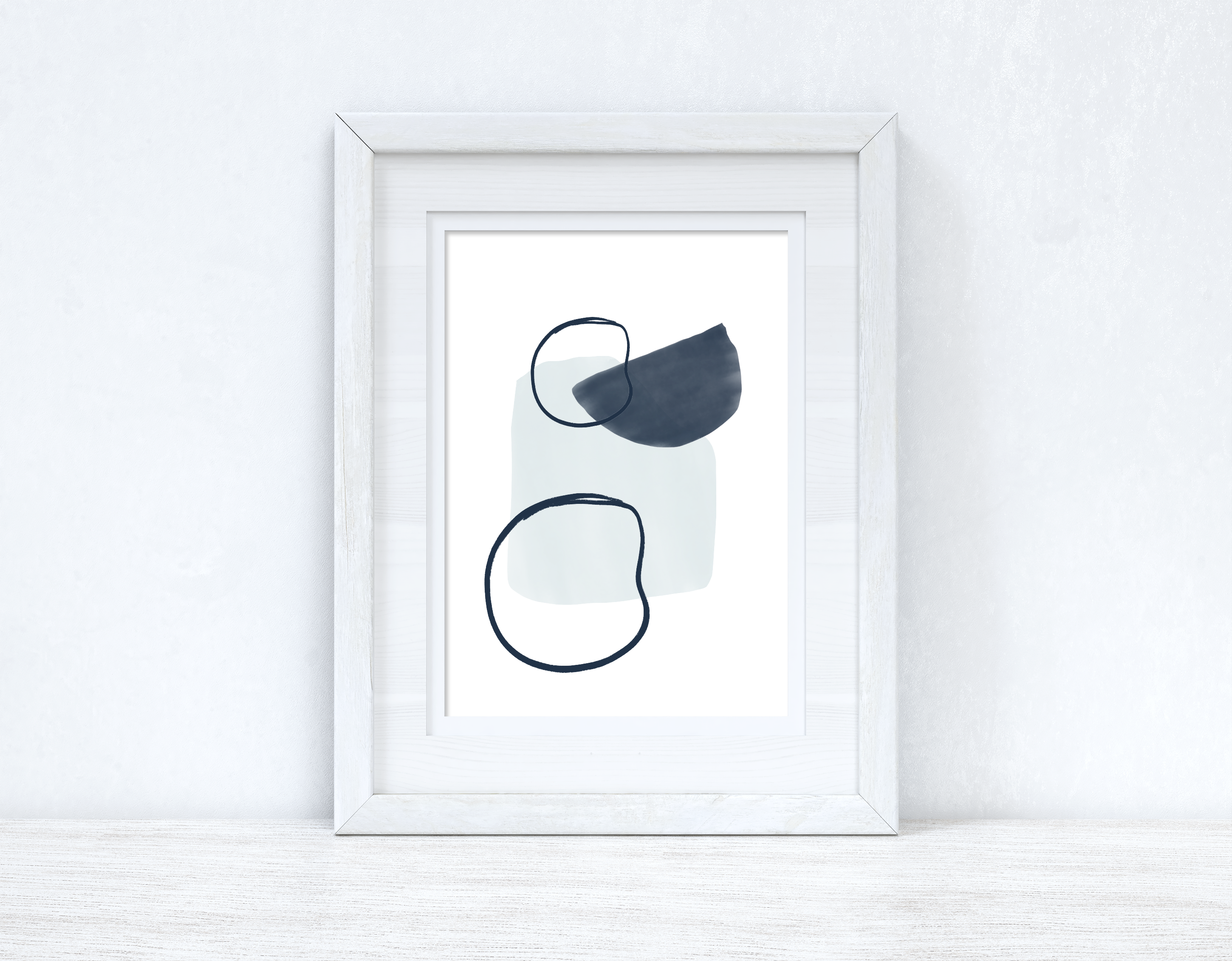 Blues Abstract 2 Colour Shapes Home Wall Decor Print-0