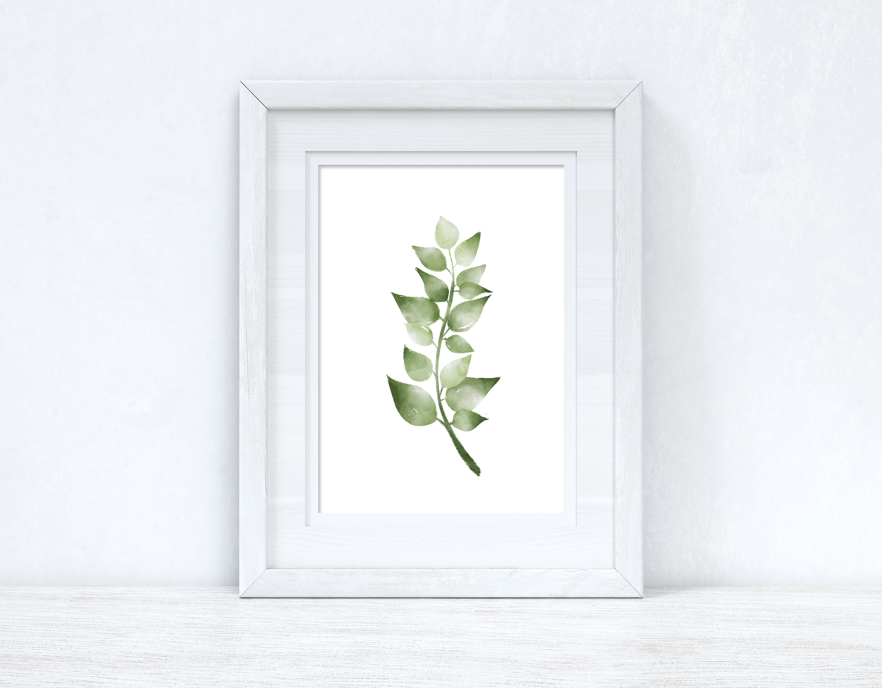 Greens Watercolour Leaves 2 Bedroom Home Wall Decor Print-0