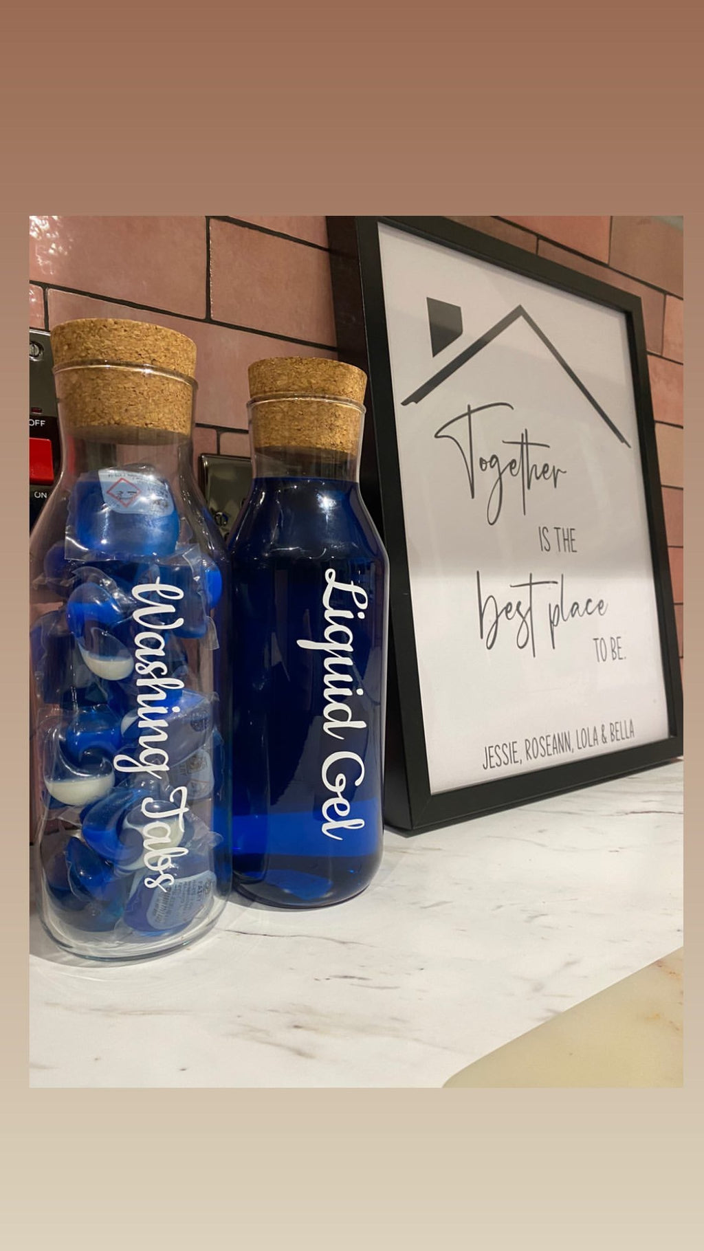 Personalised Custom Any Wording Clear Glass Cork Storage Laundry Jar Bottle Sticker Label For 1L Bottle (No Bottles Included)-4