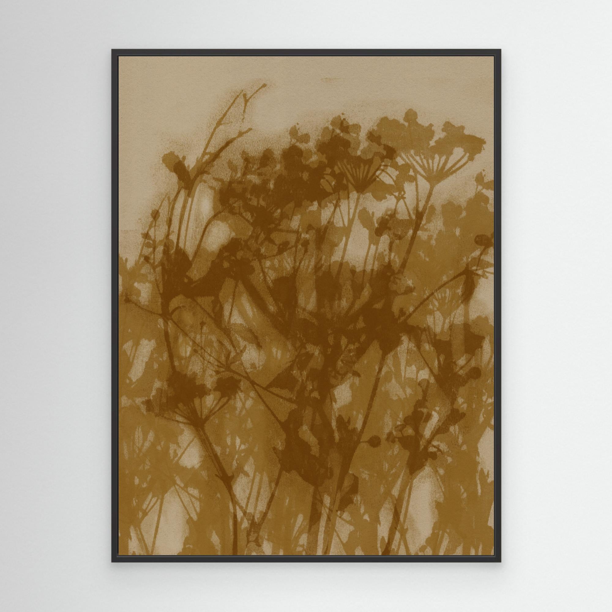 Abstract Florals. Wild flowers in ochre, brown on beige. by Dina Dankers Canvas