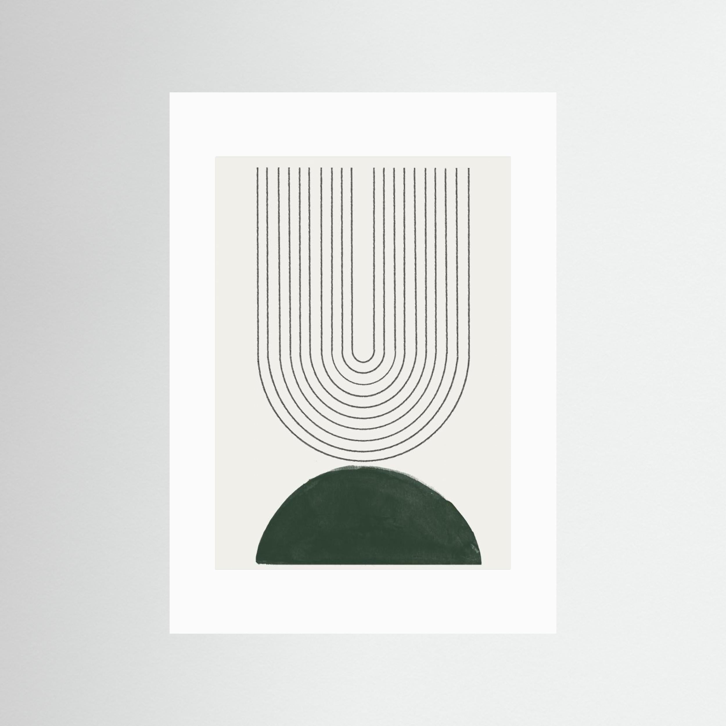 Green Mid Century Modern No.5 by The Miuus Studio Fine Art Paper