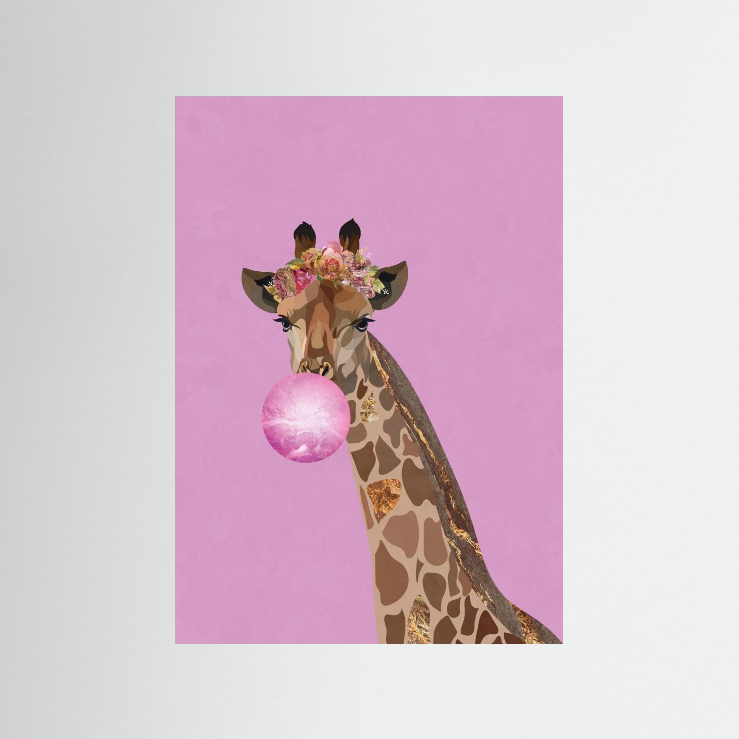 Giraffe pink bubblegum by Sarah Manovski Fine Art Paper