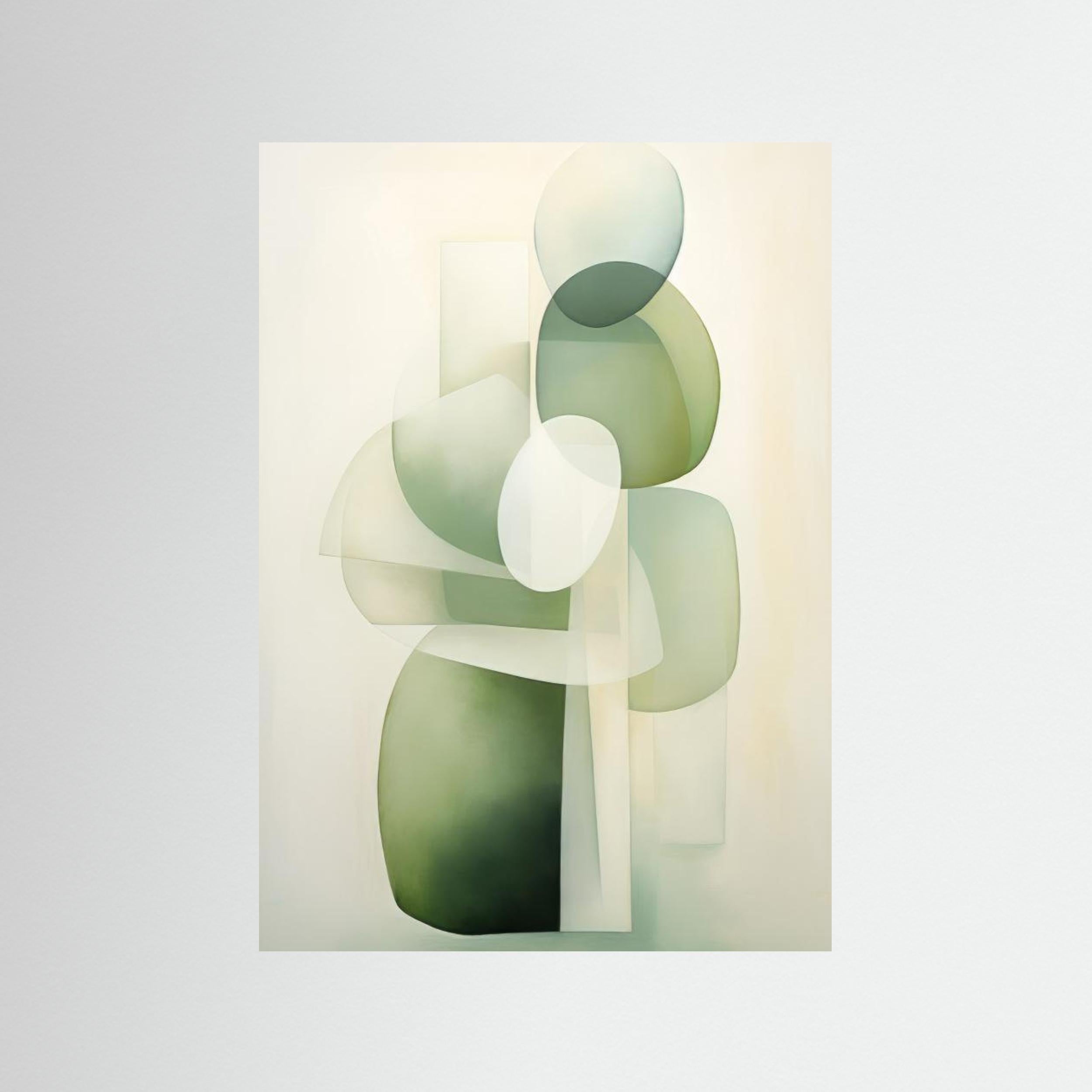 Green Beige Geo 1 by Bilge Paksoylu Fine Art Paper