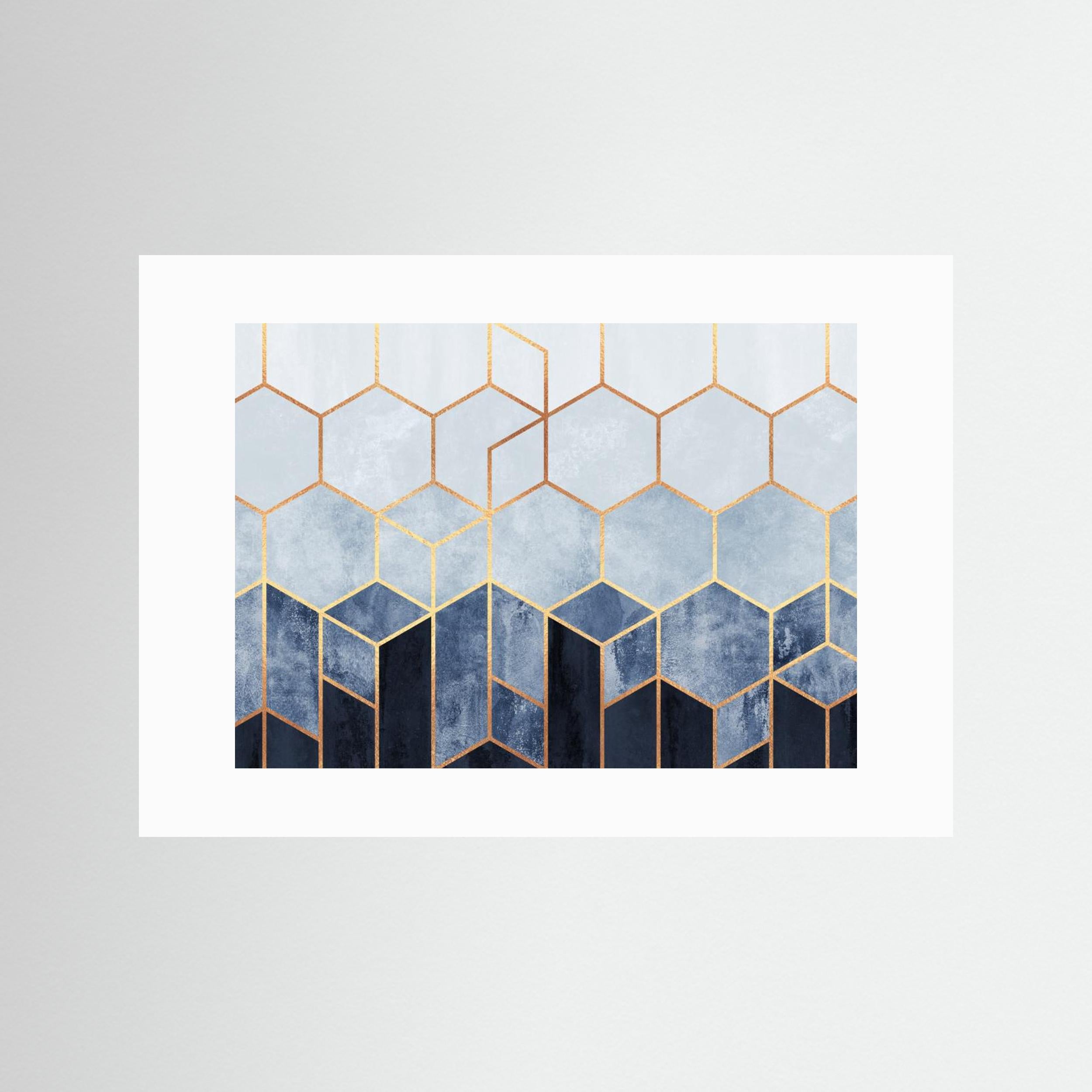 Soft Blue Hexagons by Elisabeth Fredriksson Fine Art Paper