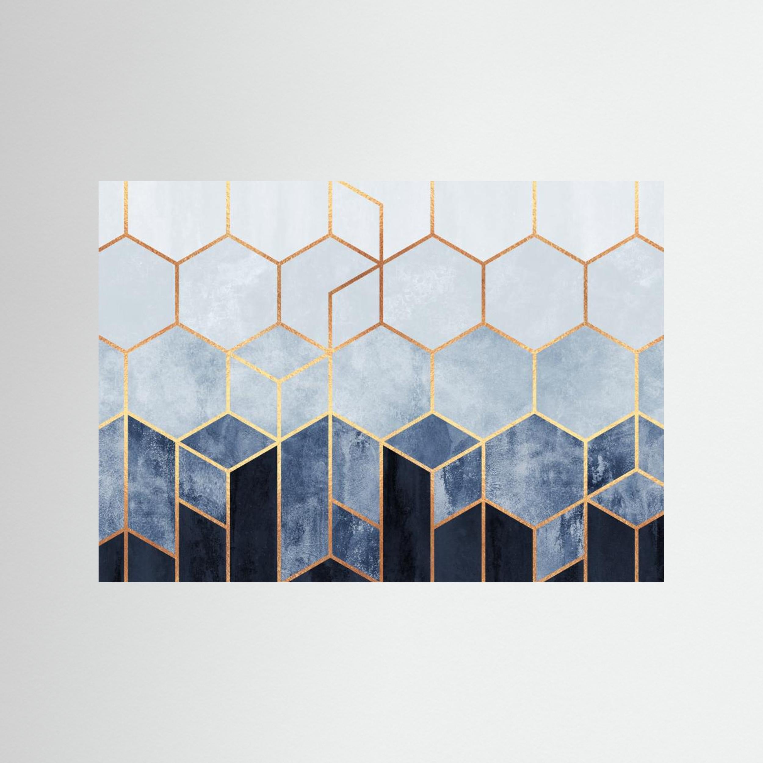 Soft Blue Hexagons by Elisabeth Fredriksson Fine Art Paper