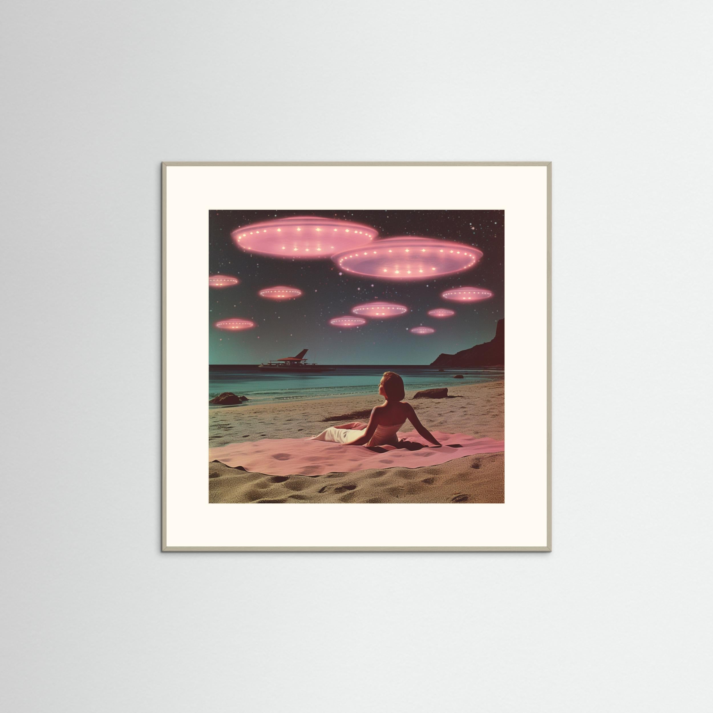 Alien Beach At Night Collage Art by Samantha Hearn Fine Art Paper 