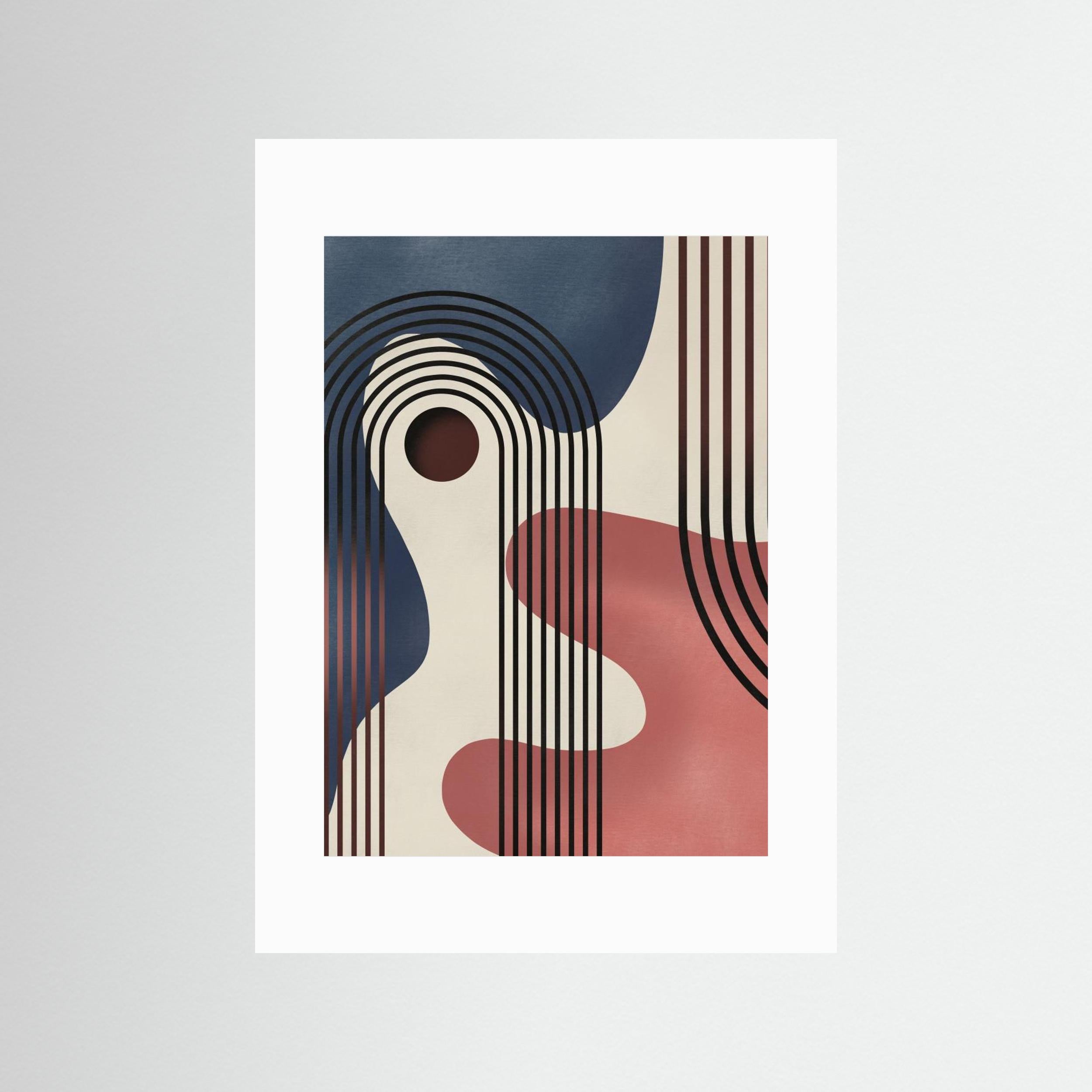 Mid Century Abstract Painting by Little Dean Fine Art Paper 