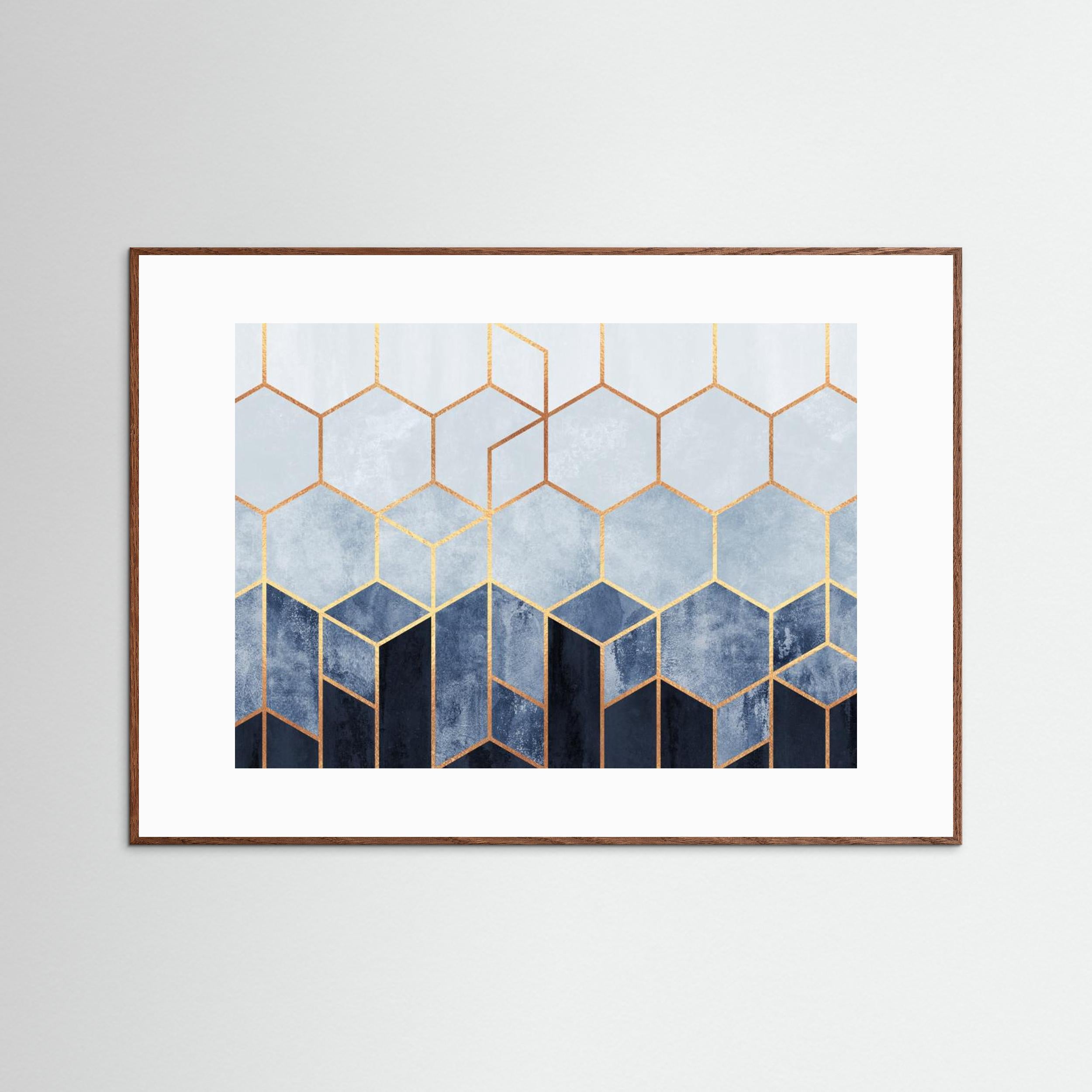 Soft Blue Hexagons by Elisabeth Fredriksson Fine Art Paper