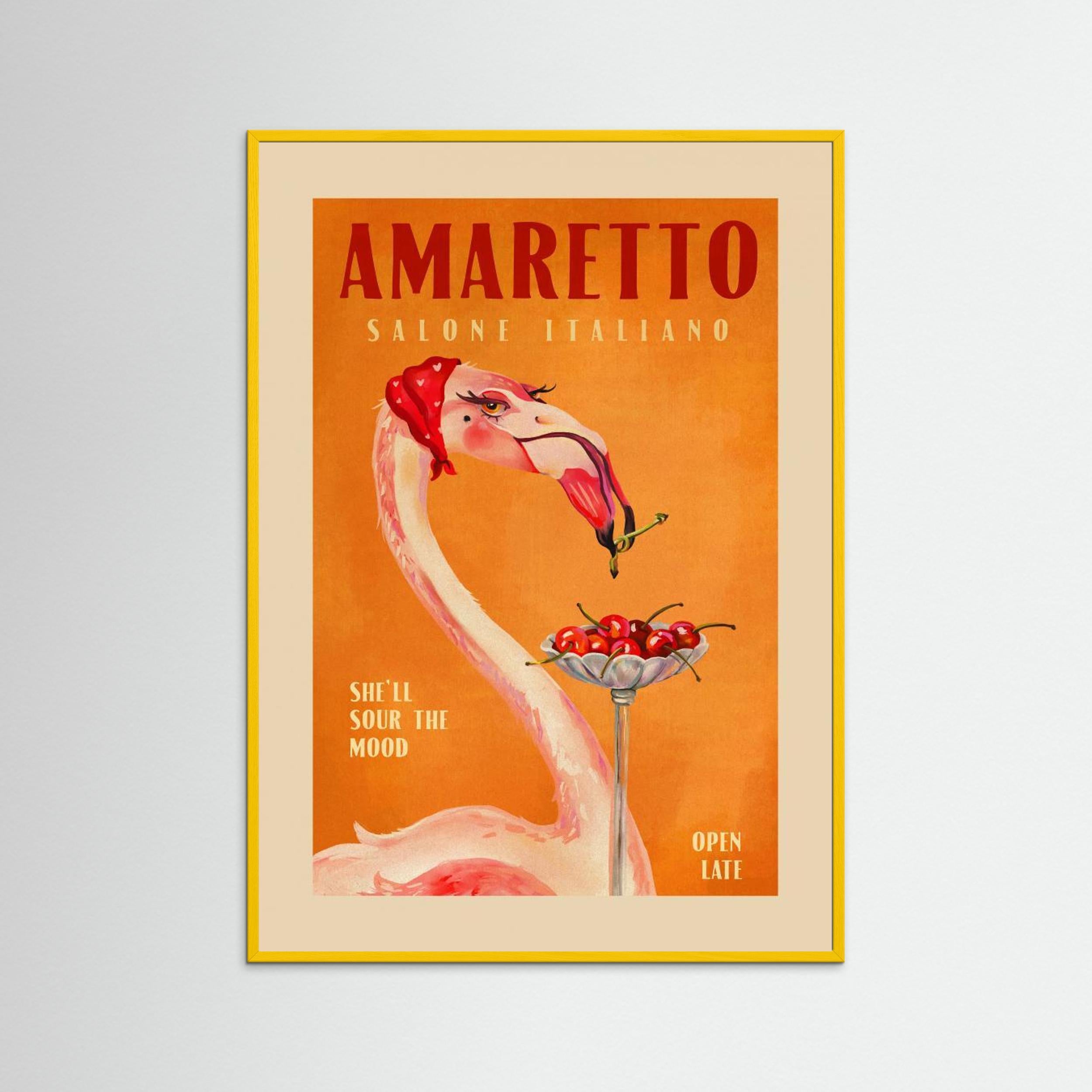 Amaretto Flamingo Art Deco Italian Cafe Travel A Fine Art Paper  by The Whiskey Ginger
