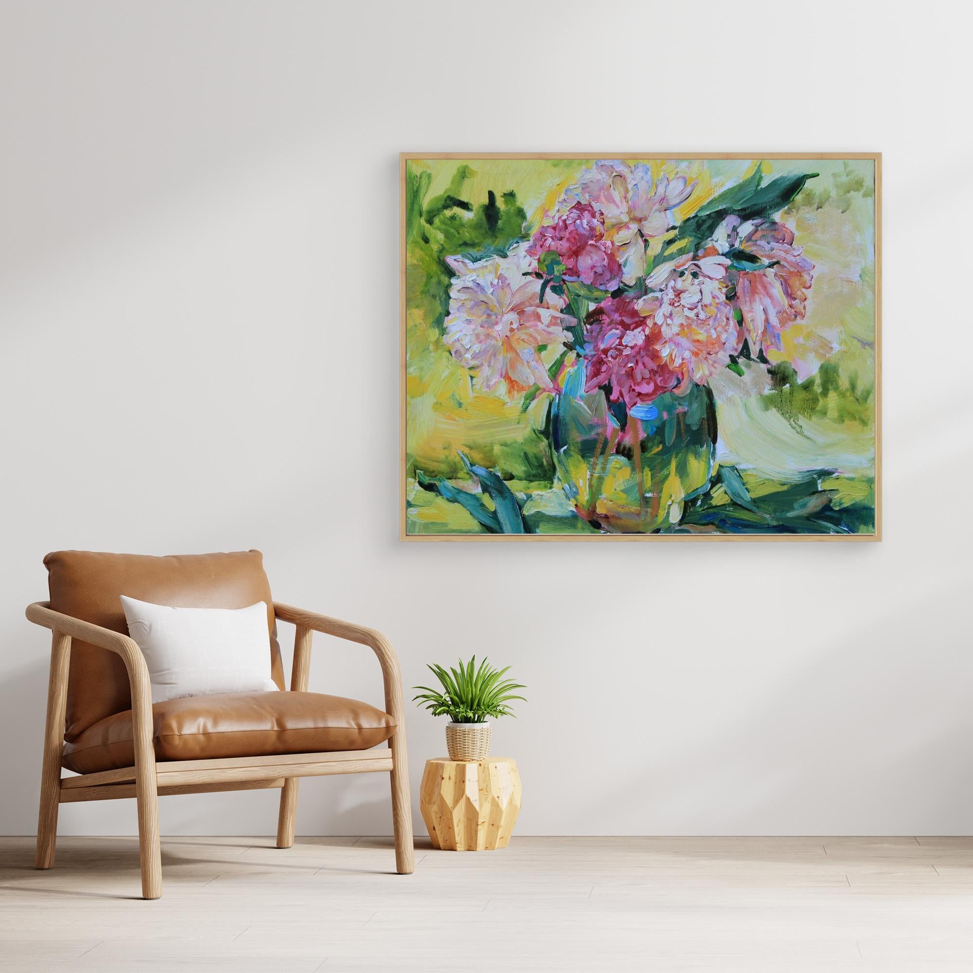 Peonies in a vase by Andrii Kutsachenkov Canvas