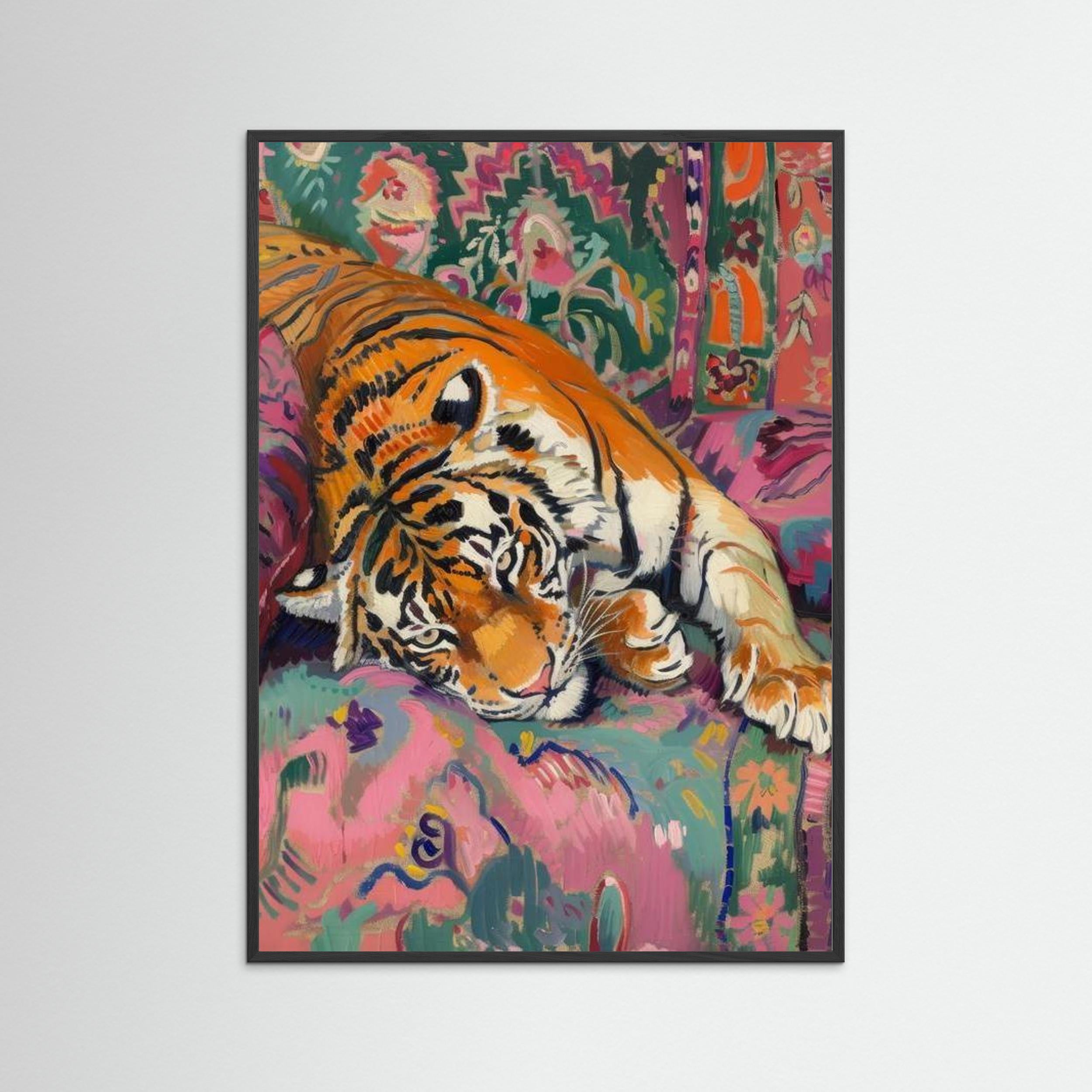 Tiger Lay By The Frame Gain Fine Art Paper 