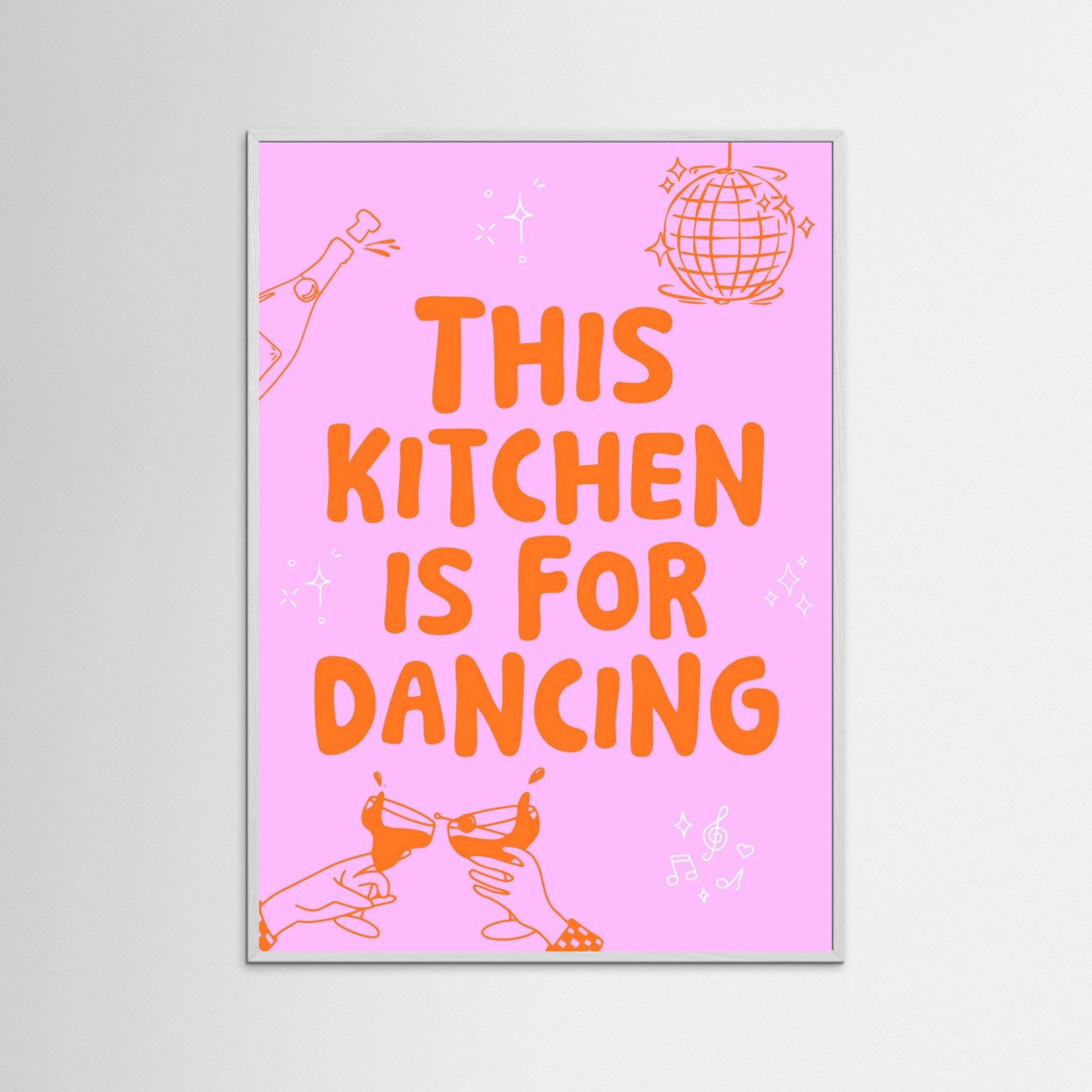 This kitchen is for dancing - pink/orange by Ohkimiko Fine Art Paper 