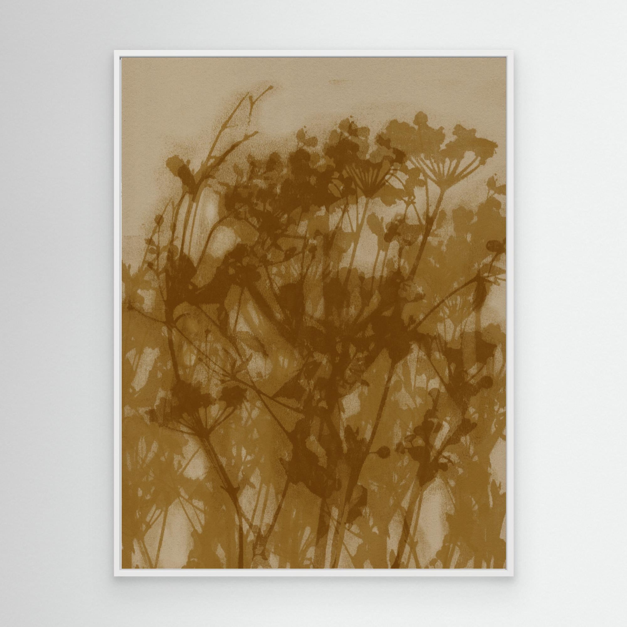 Abstract Florals. Wild flowers in ochre, brown on beige. by Dina Dankers Canvas