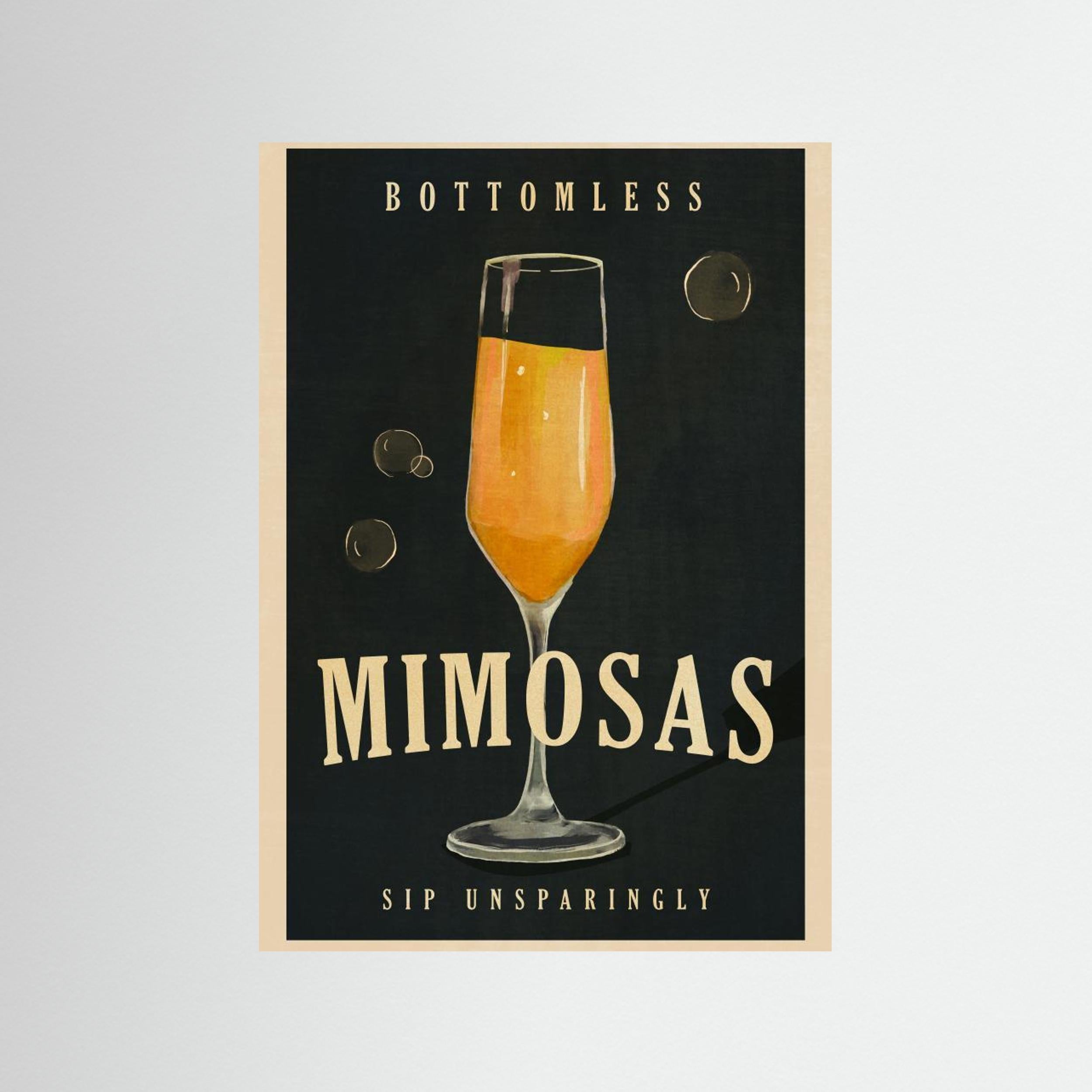 Bottomless Mimosas Art Deco Cocktail Bar Art by The Whiskey Ginger
