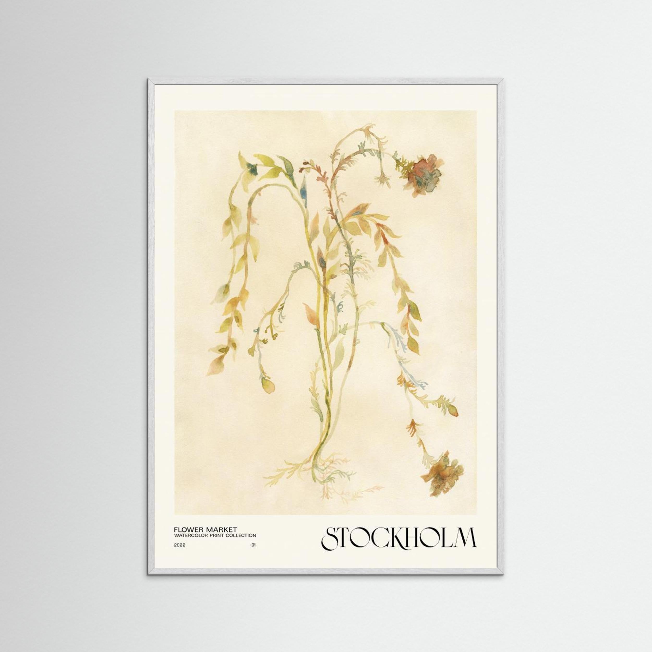 Watercolor print collection. Flower market - Stockholm by Nktn Fine Art Paper