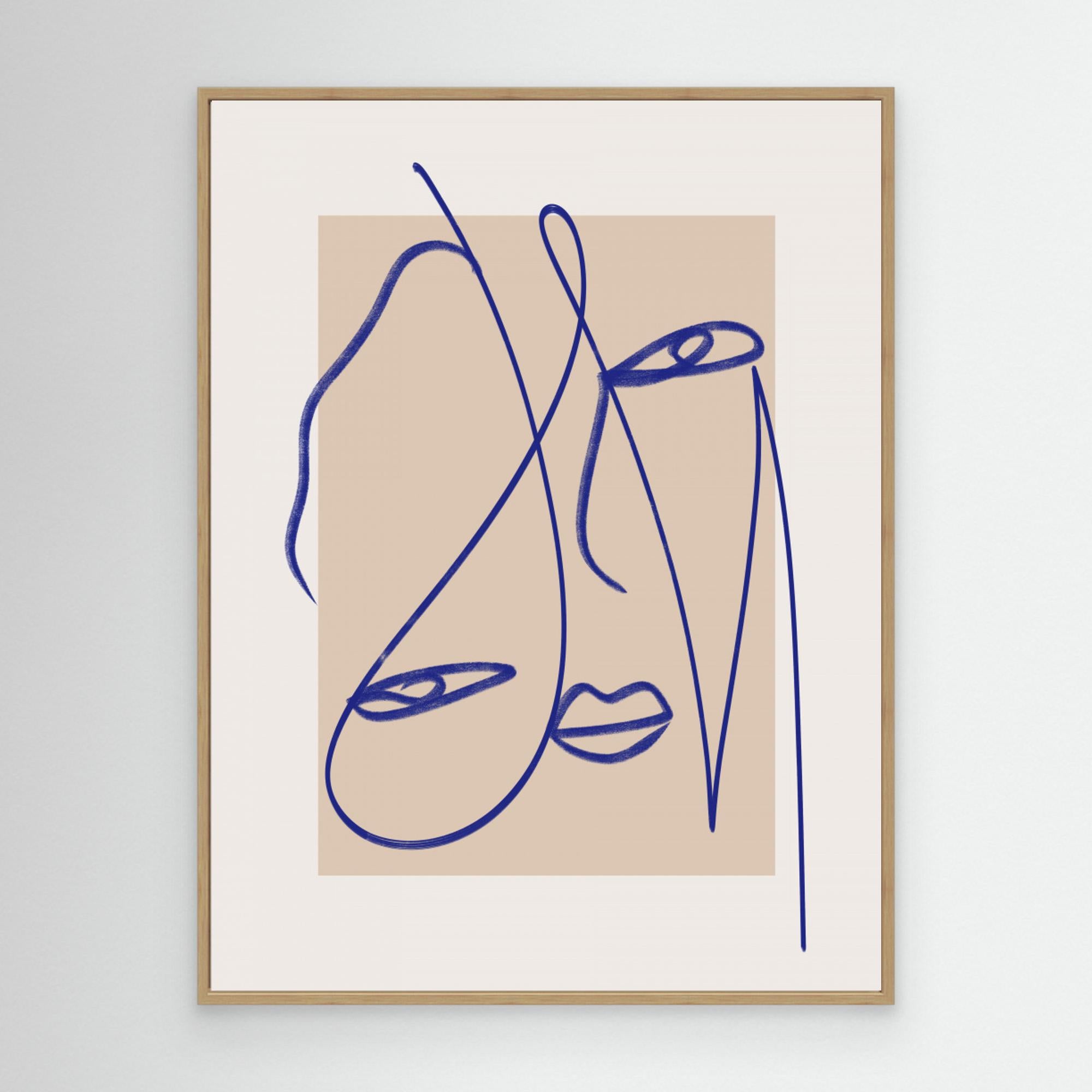 Abstract Blue Line Art by Little Dean Canvas
