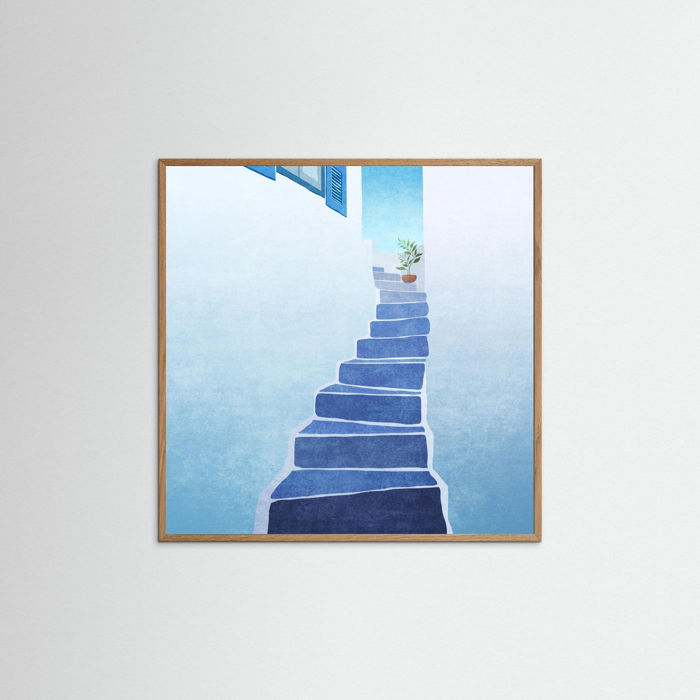 Greece Stairs by Emel Tunaboylu Fine Art Paper