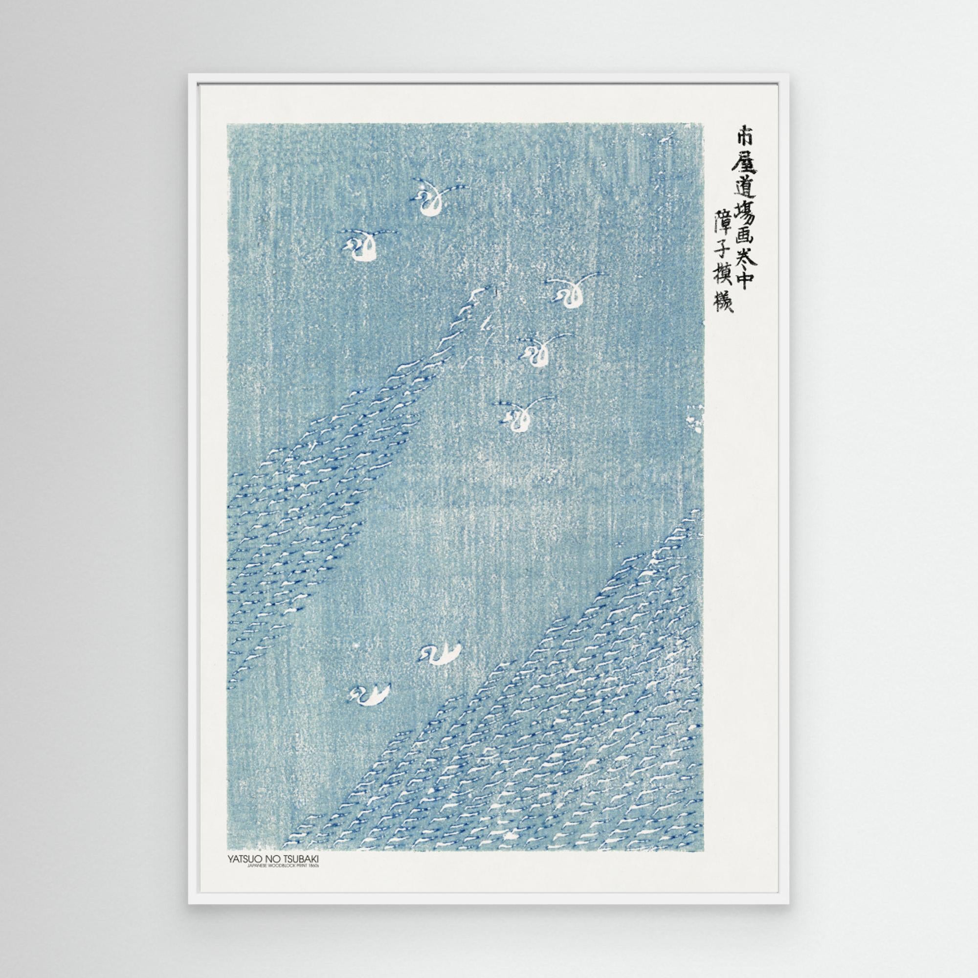 Woodblock Print Blue Canvas