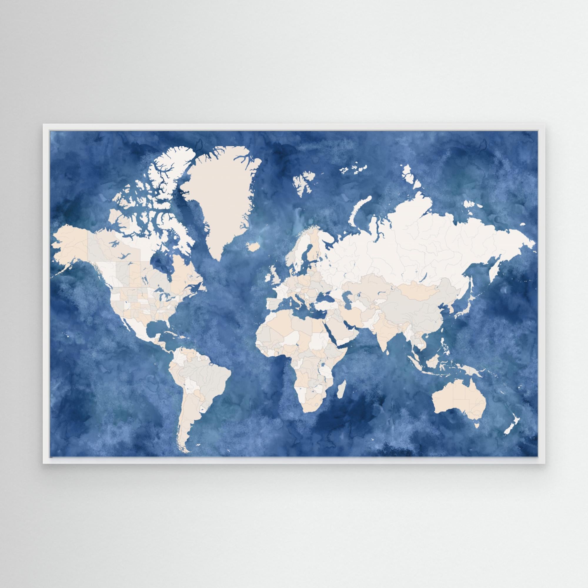 Hudson world map by Rosana Laiz Blursbyai Canvas
