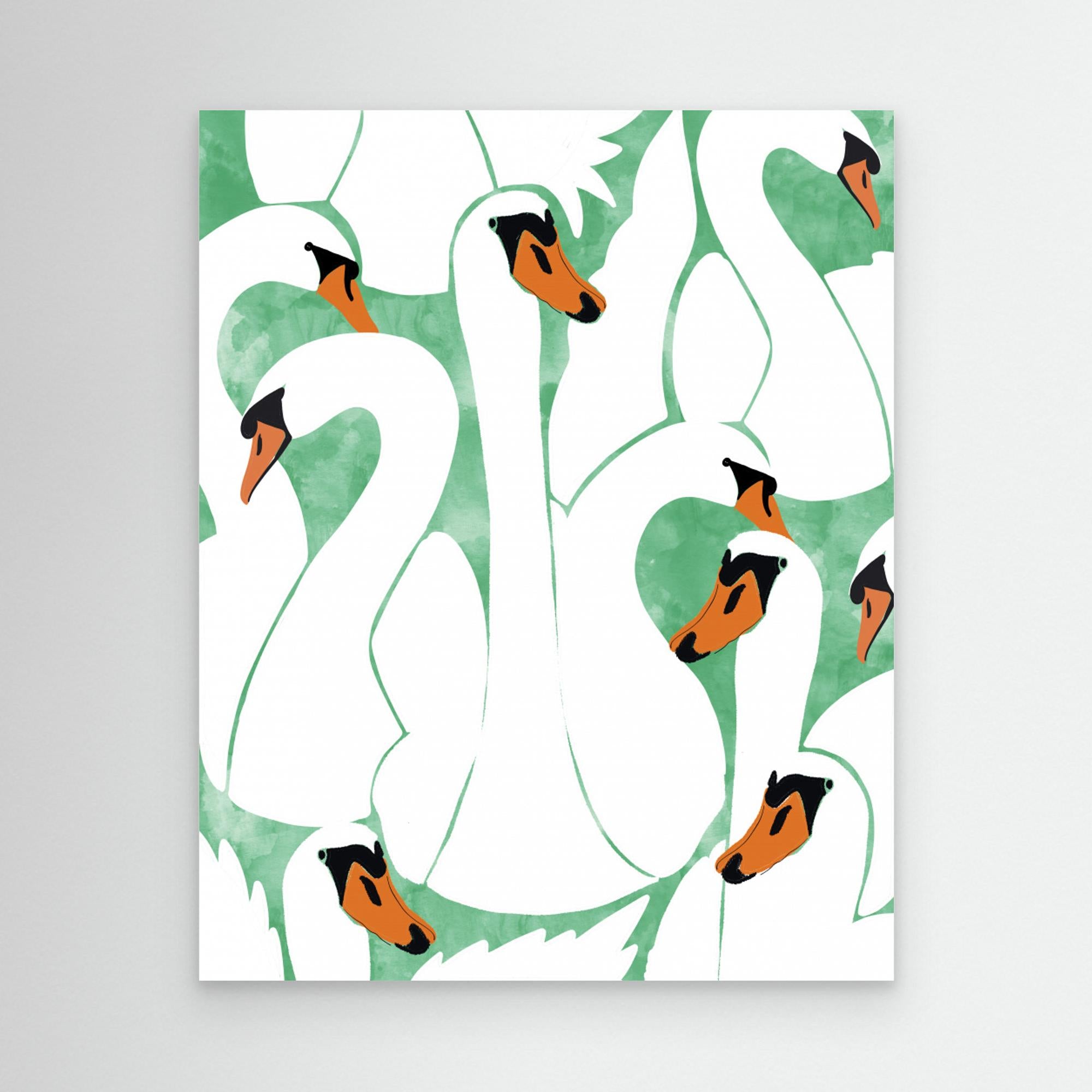 White Calm Was Born Into a Swan by Uma Gokhale Canvas