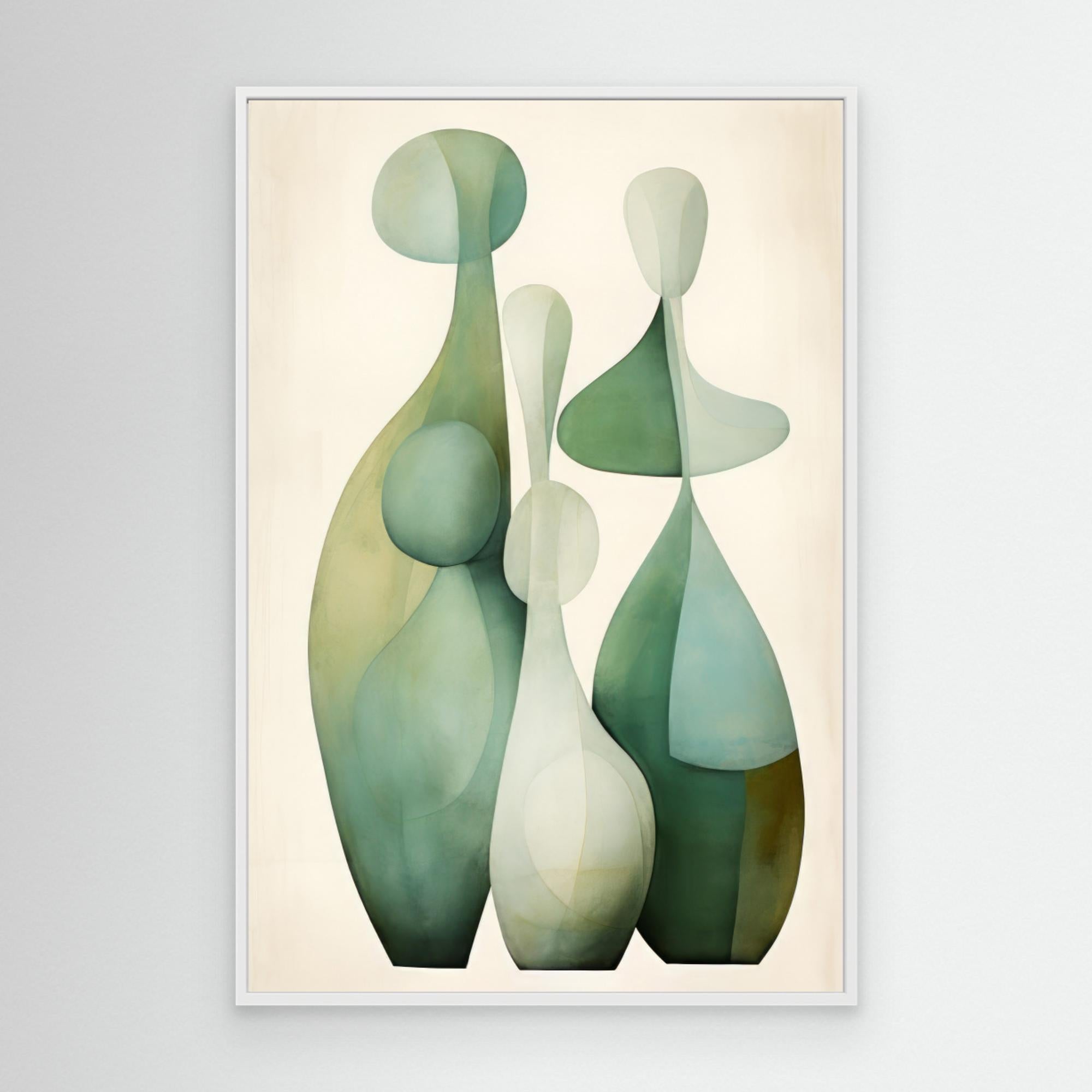 Green Beige Geo 5 by Bilge Paksoylu Canvas