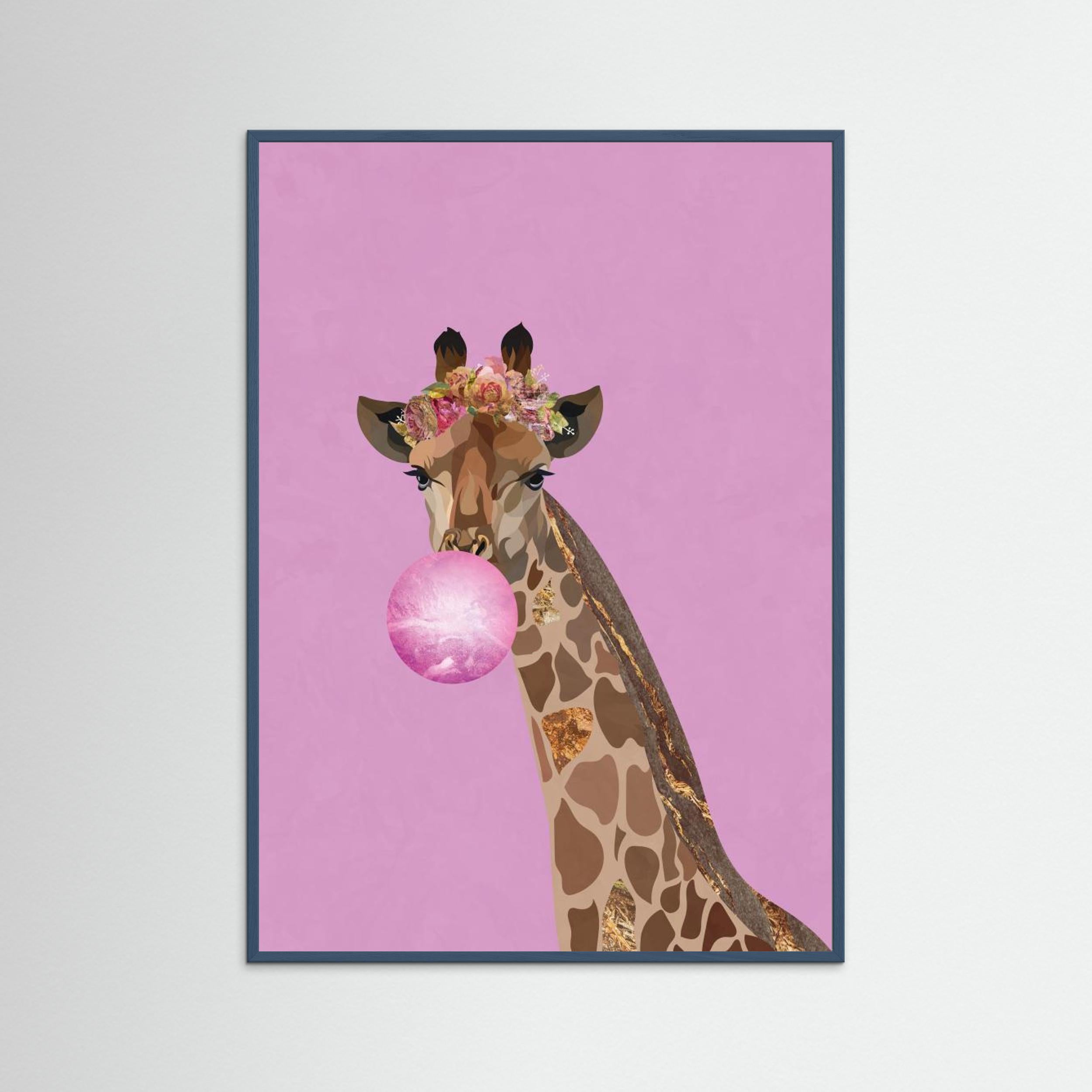 Giraffe pink bubblegum by Sarah Manovski Fine Art Paper