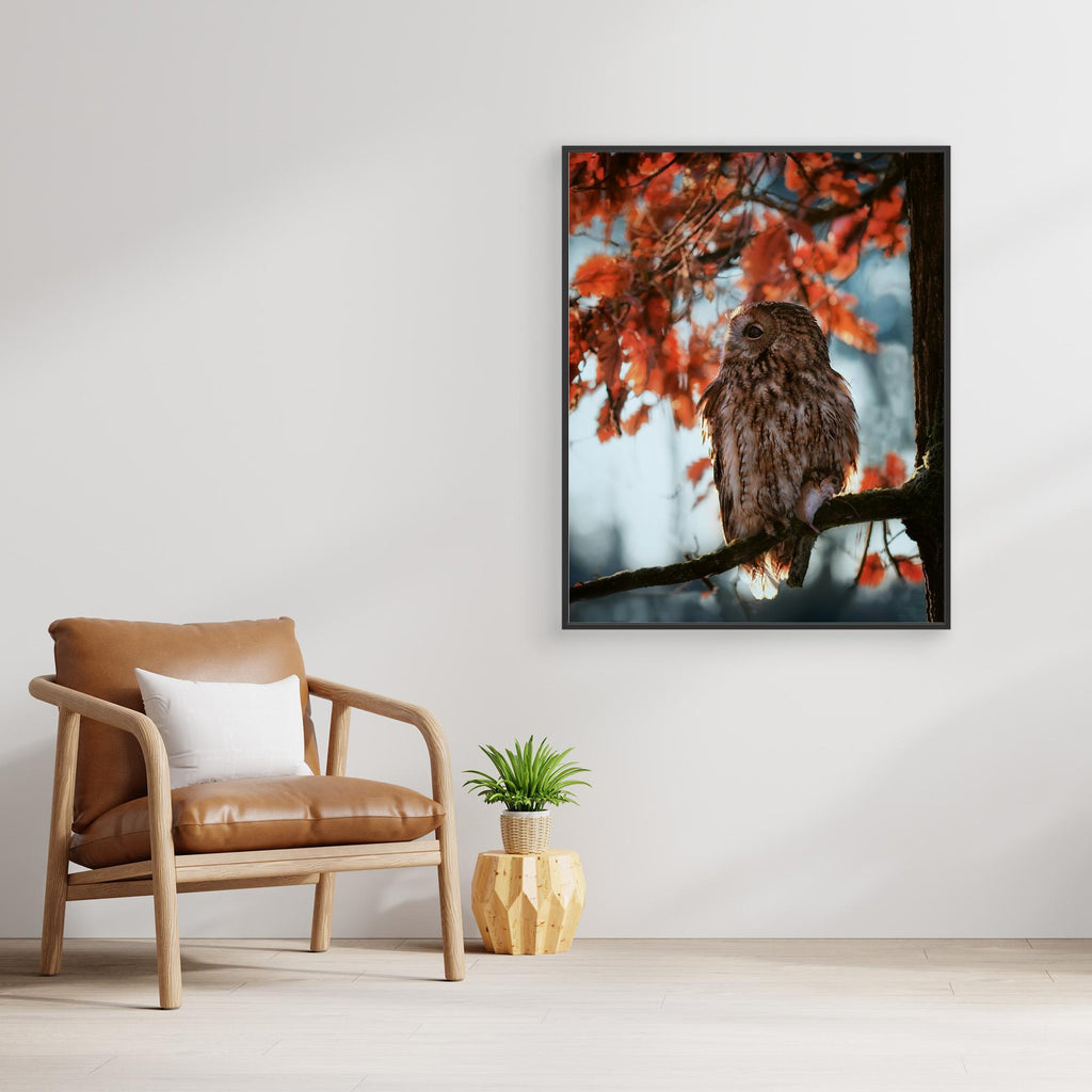 Resting owl with prey by Michaela Firešován Canvas