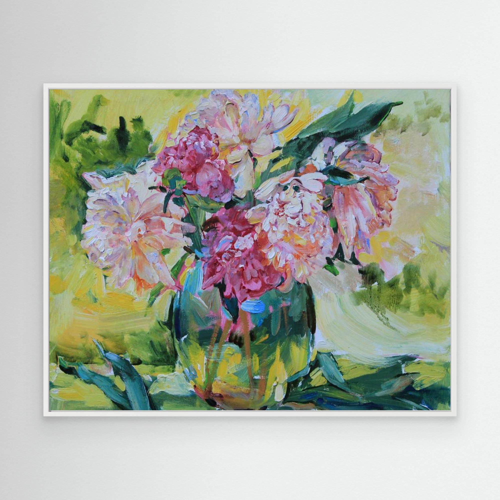 Peonies in a vase by Andrii Kutsachenkov Canvas
