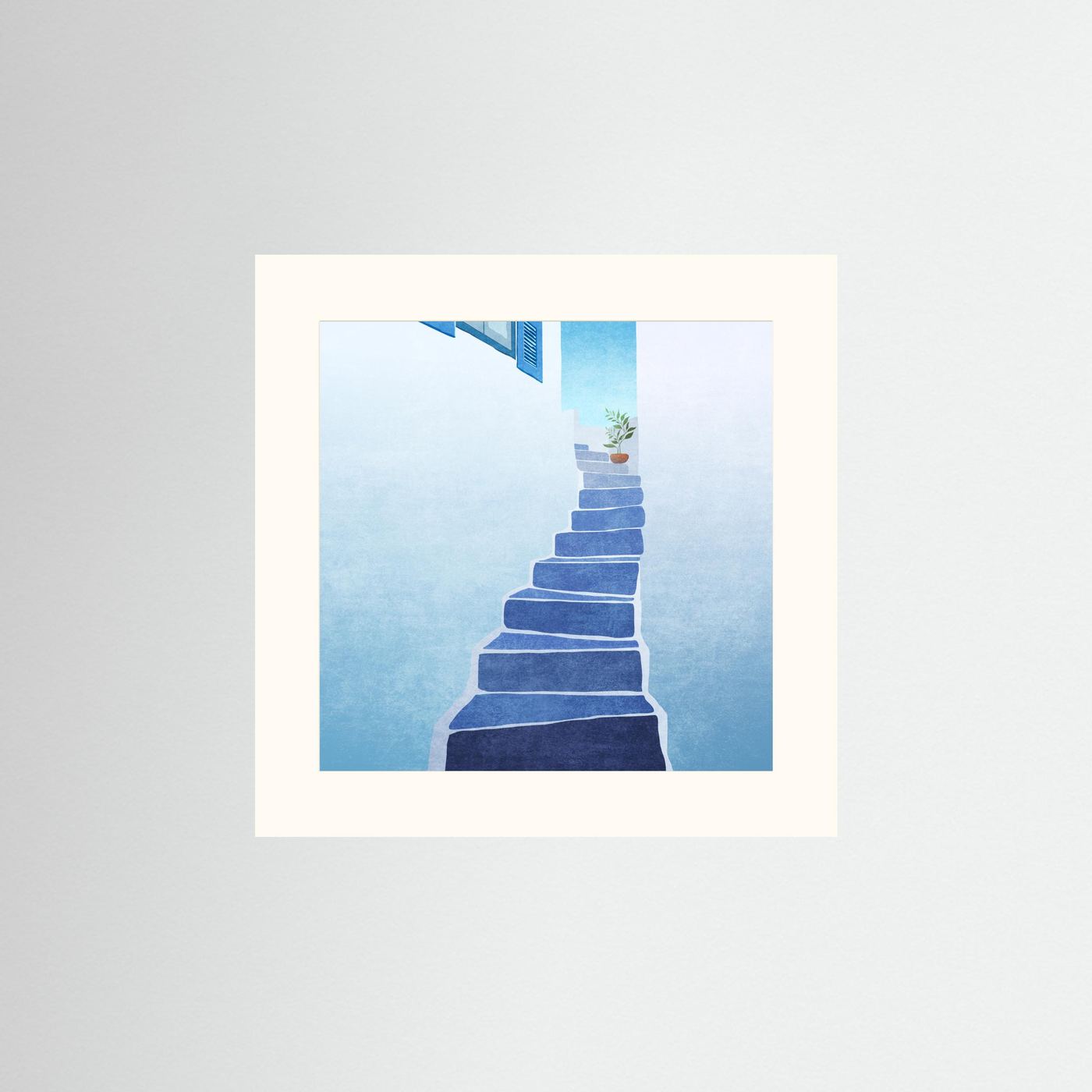 Greece Stairs by Emel Tunaboylu Fine Art Paper