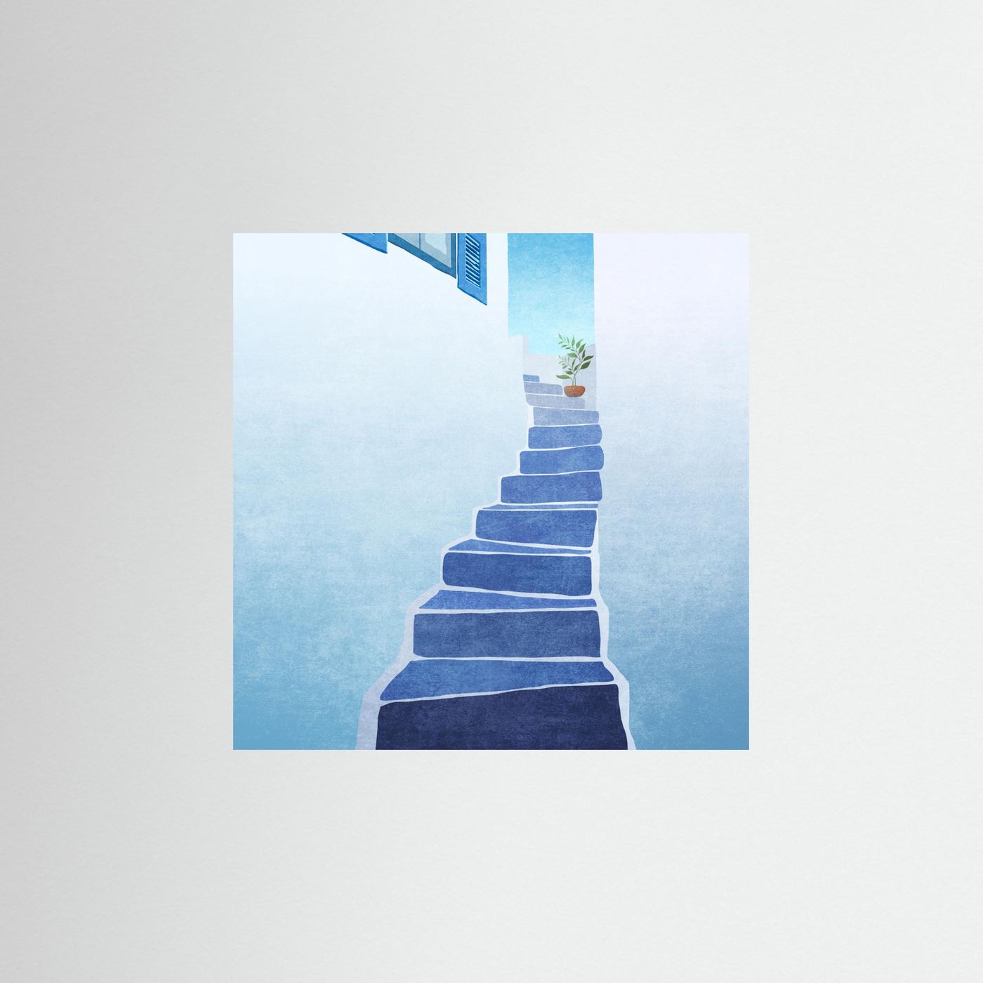 Greece Stairs by Emel Tunaboylu Fine Art Paper