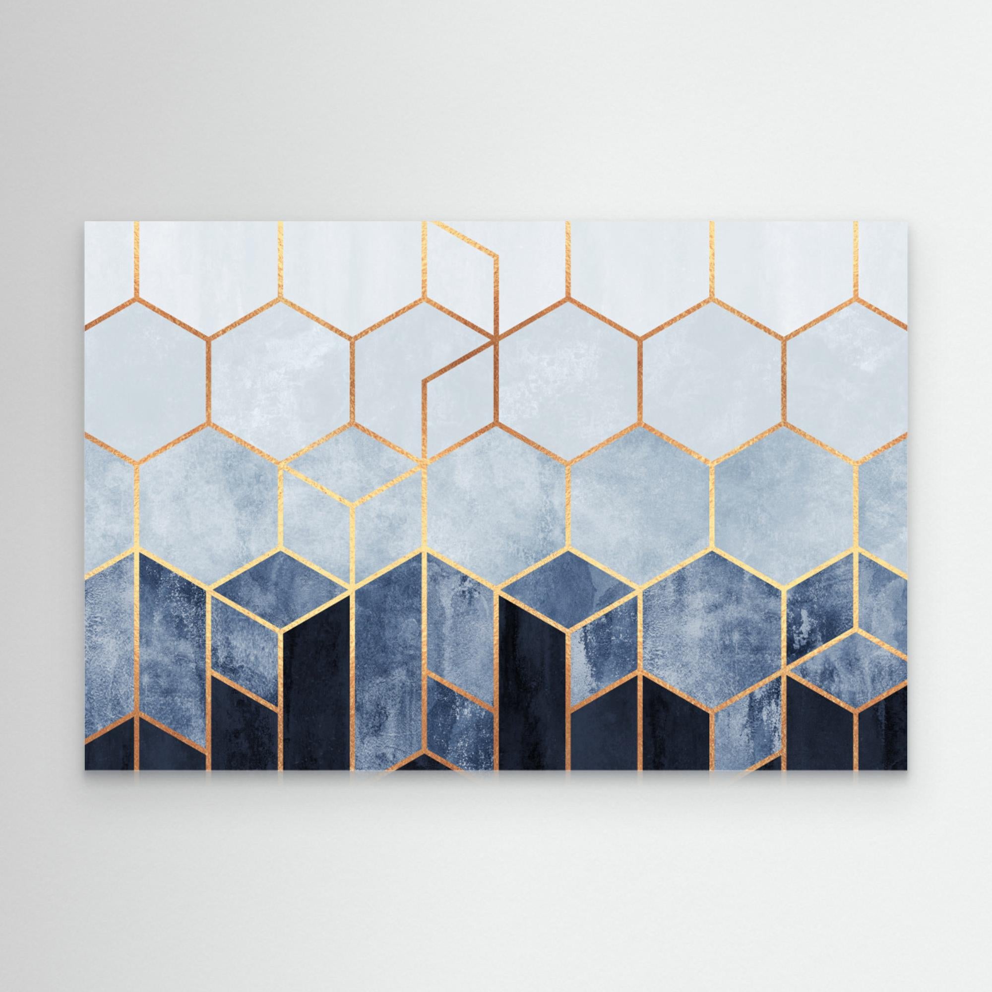 Soft Blue Hexagons by Elisabeth Fredriksson. Canvas
