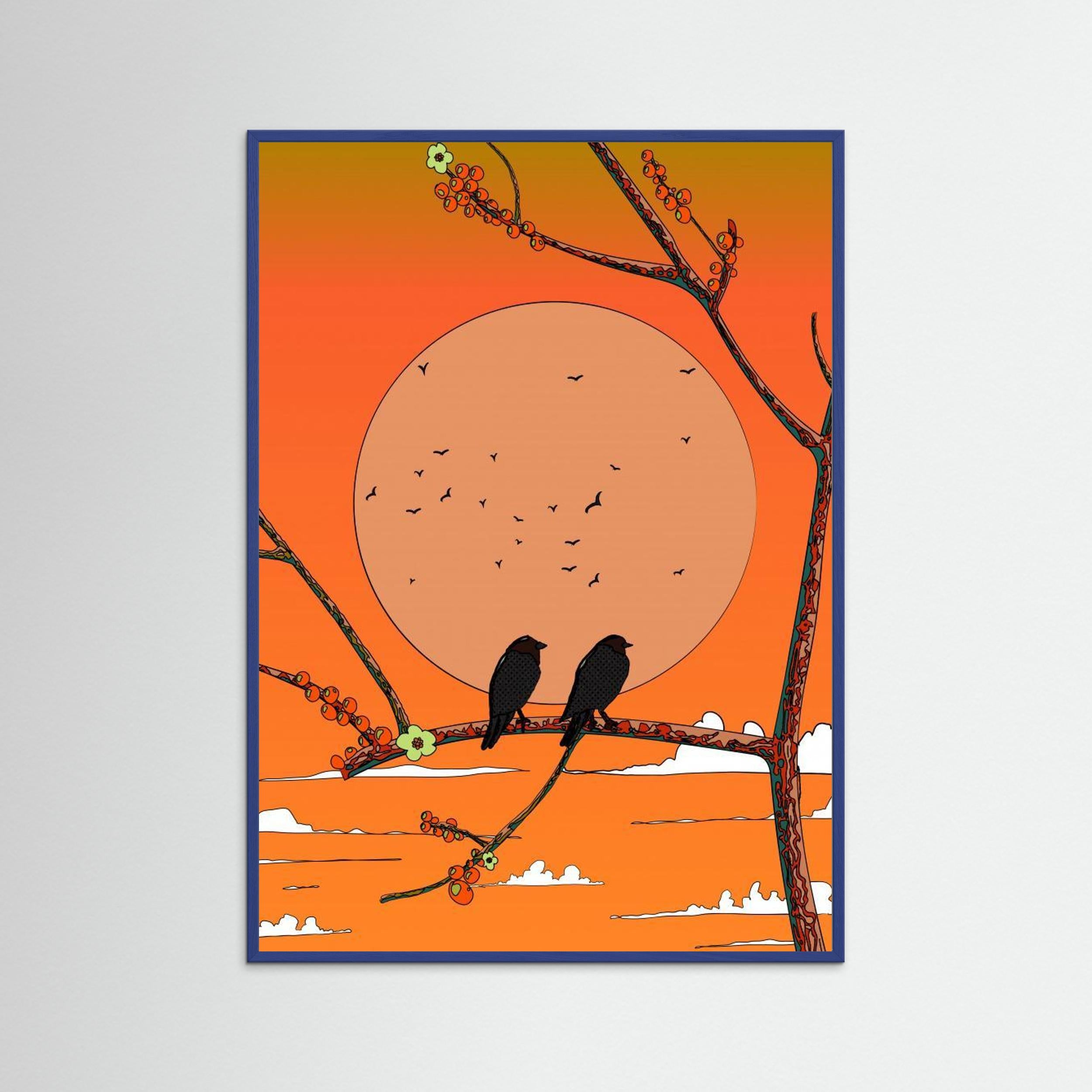 Birds in the sunset by NicholasFine Art Paper 