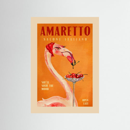 Amaretto Flamingo Art Deco Italian Cafe Travel A Fine Art Paper  by The Whiskey Ginger