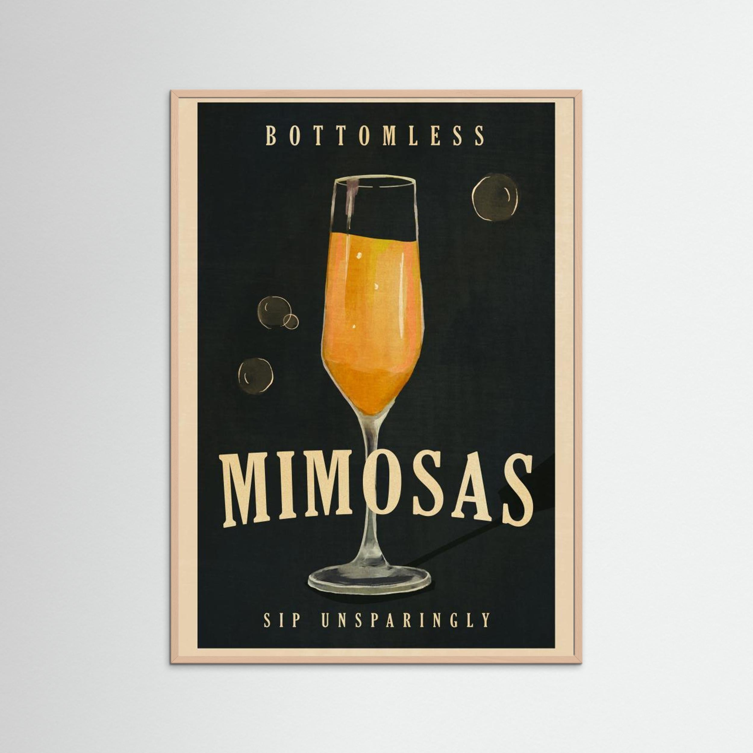 Bottomless Mimosas Art Deco Cocktail Bar Art by The Whiskey Ginger