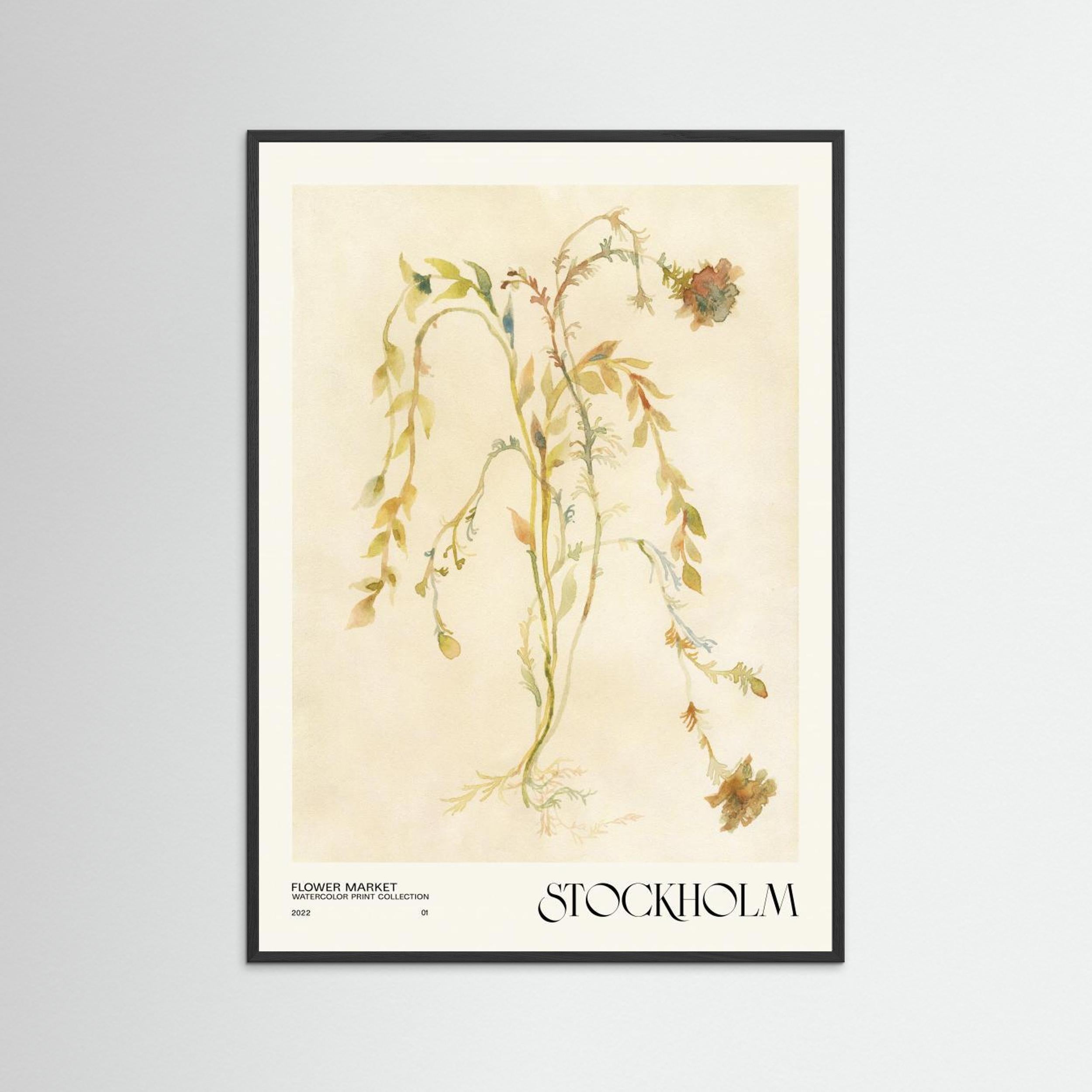 Watercolor print collection. Flower market - Stockholm by Nktn Fine Art Paper
