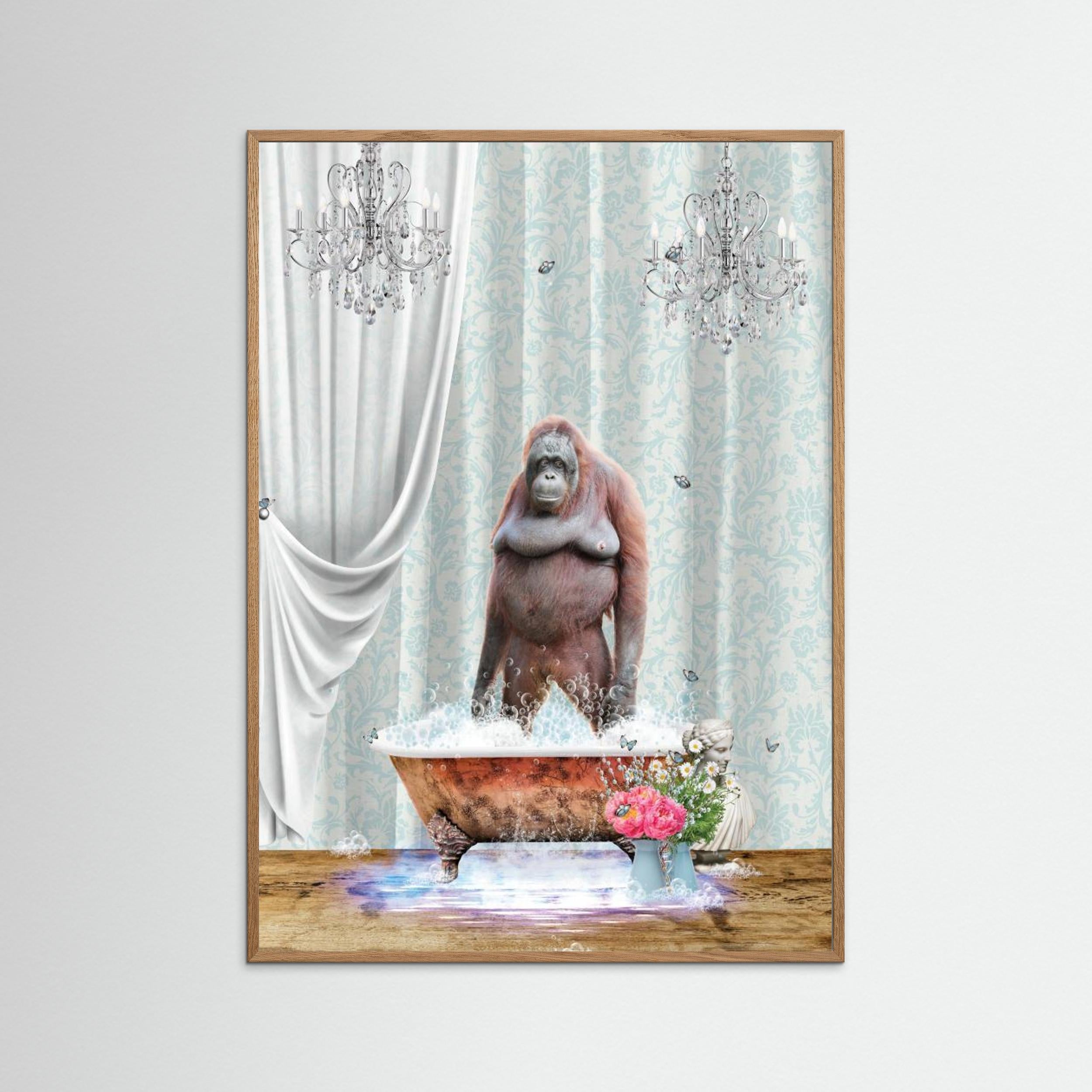 Orangutan &amp; Bubbles by Sue Skellern Fine Art Paper 