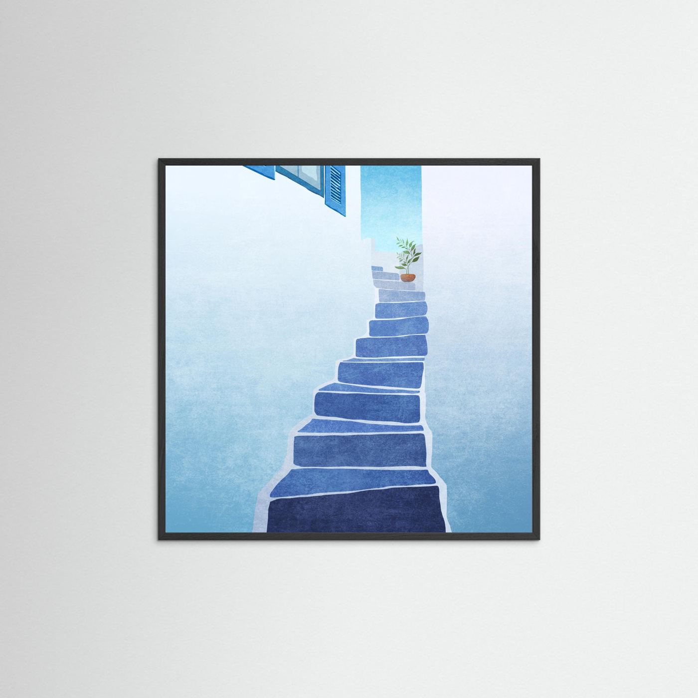 Greece Stairs by Emel Tunaboylu Fine Art Paper