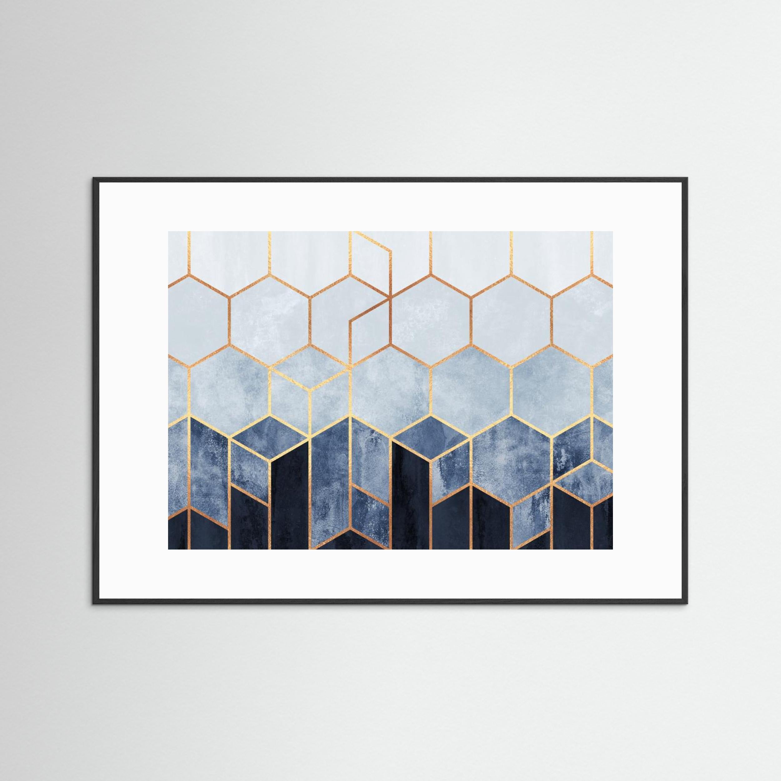 Soft Blue Hexagons by Elisabeth Fredriksson Fine Art Paper
