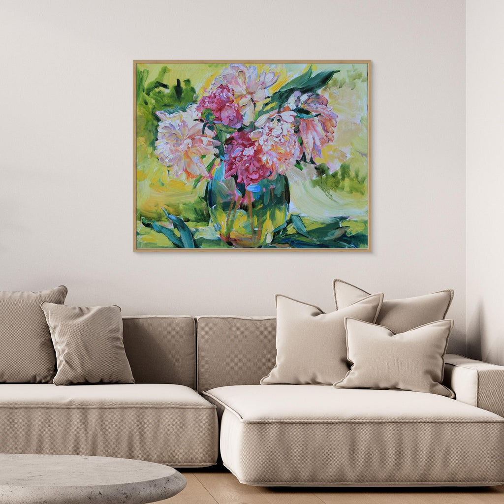 Peonies in a vase by Andrii Kutsachenko Canvas
