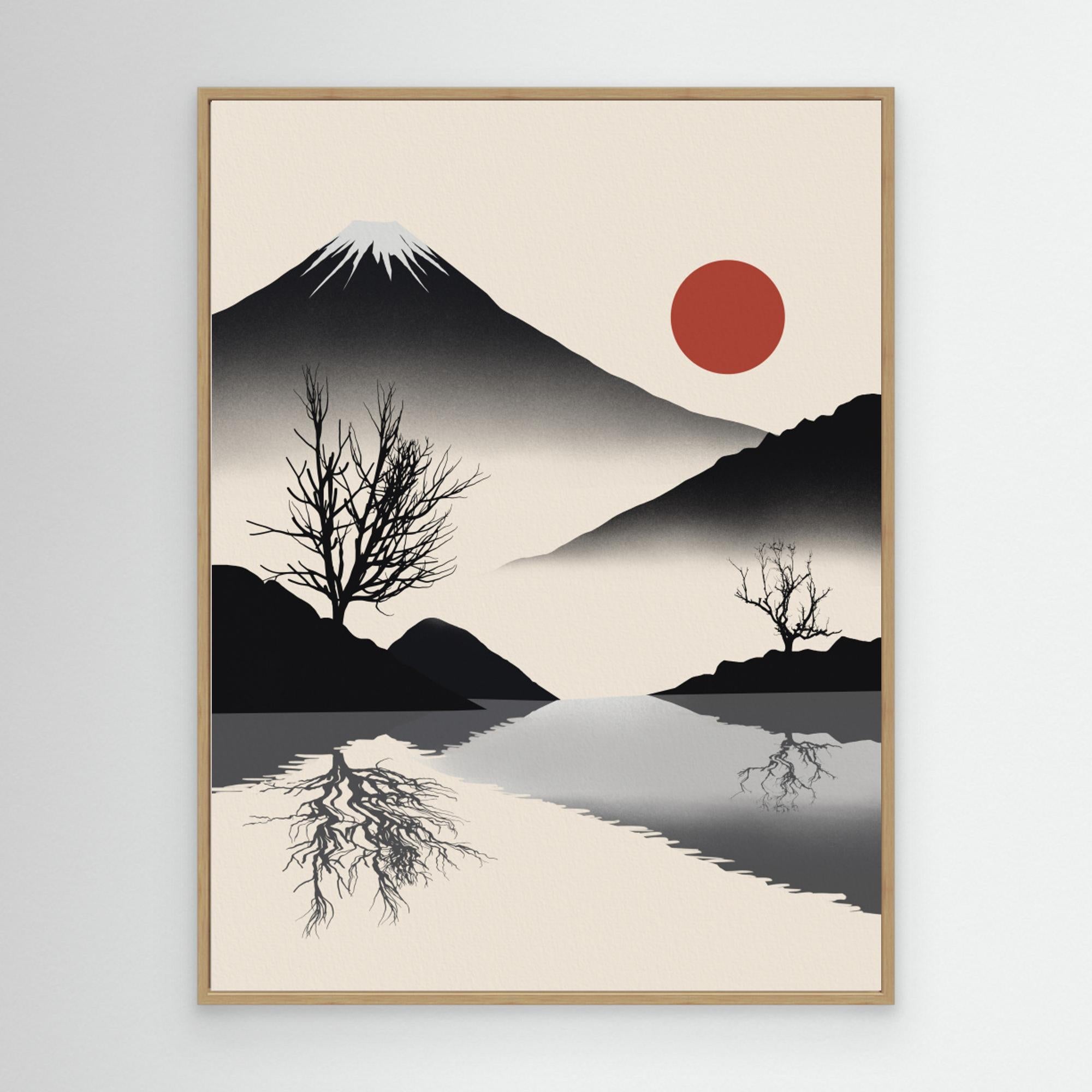 Zen landscape in black by Little Dean Canvas
