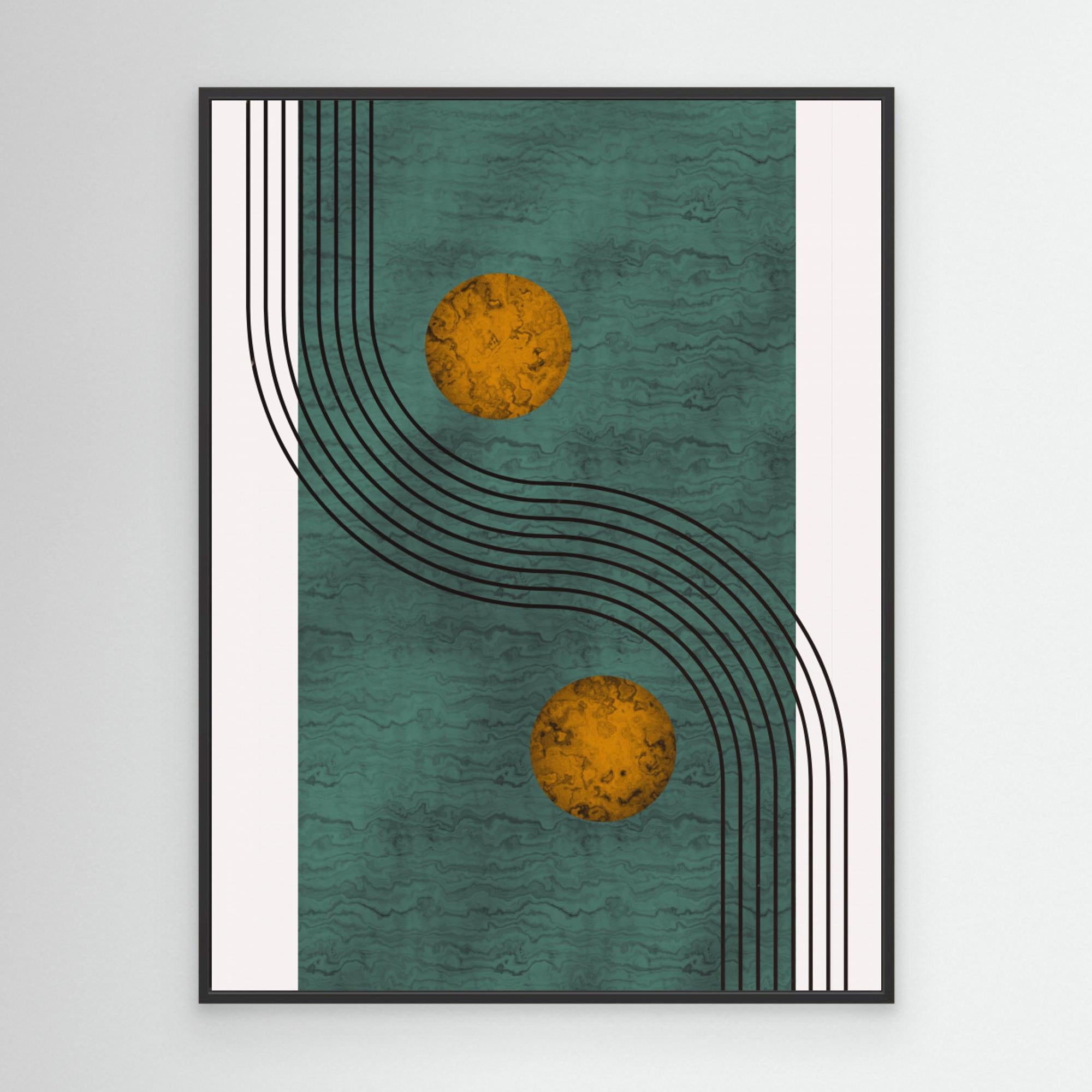 Aquamarine Marble With Golden Sphere by Little Dean Canvas