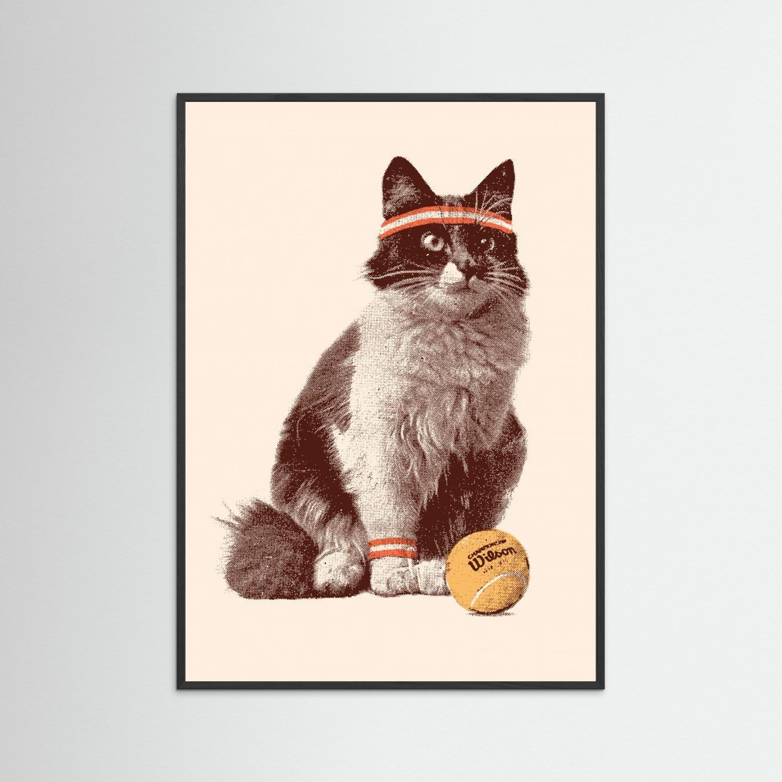 Chat Tennis by Florent Bodart Fine Art Paper