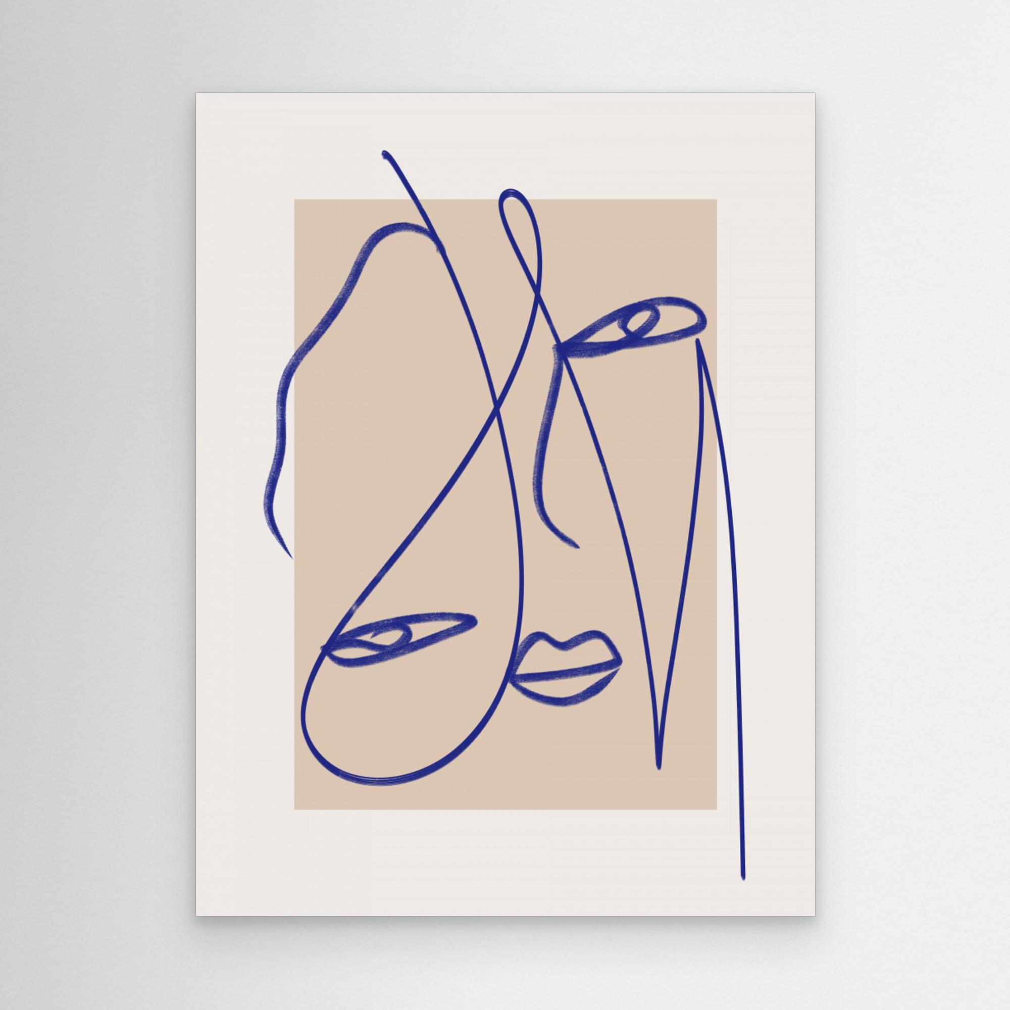 Abstract Blue Line Art by Little Dean Canvas
