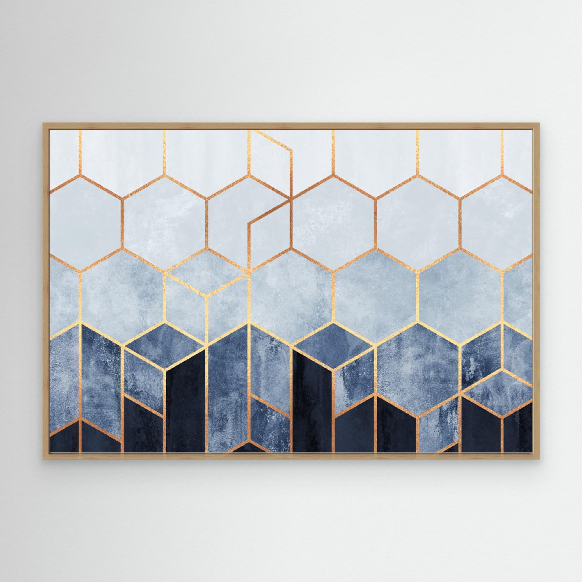 Soft Blue Hexagons by Elisabeth Fredriksson. Canvas