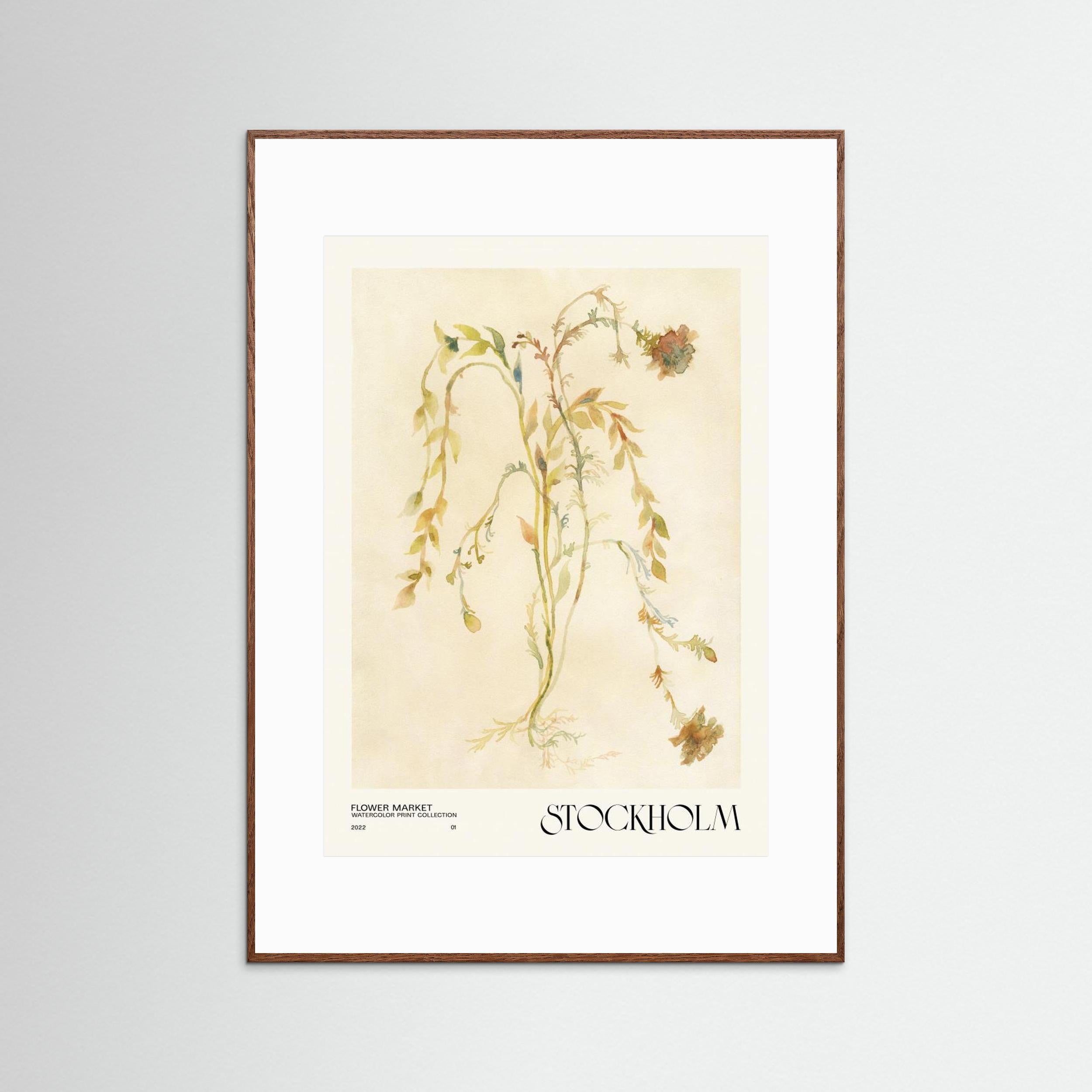 Watercolor print collection. Flower market - Stockholm by Nktn Fine Art Paper