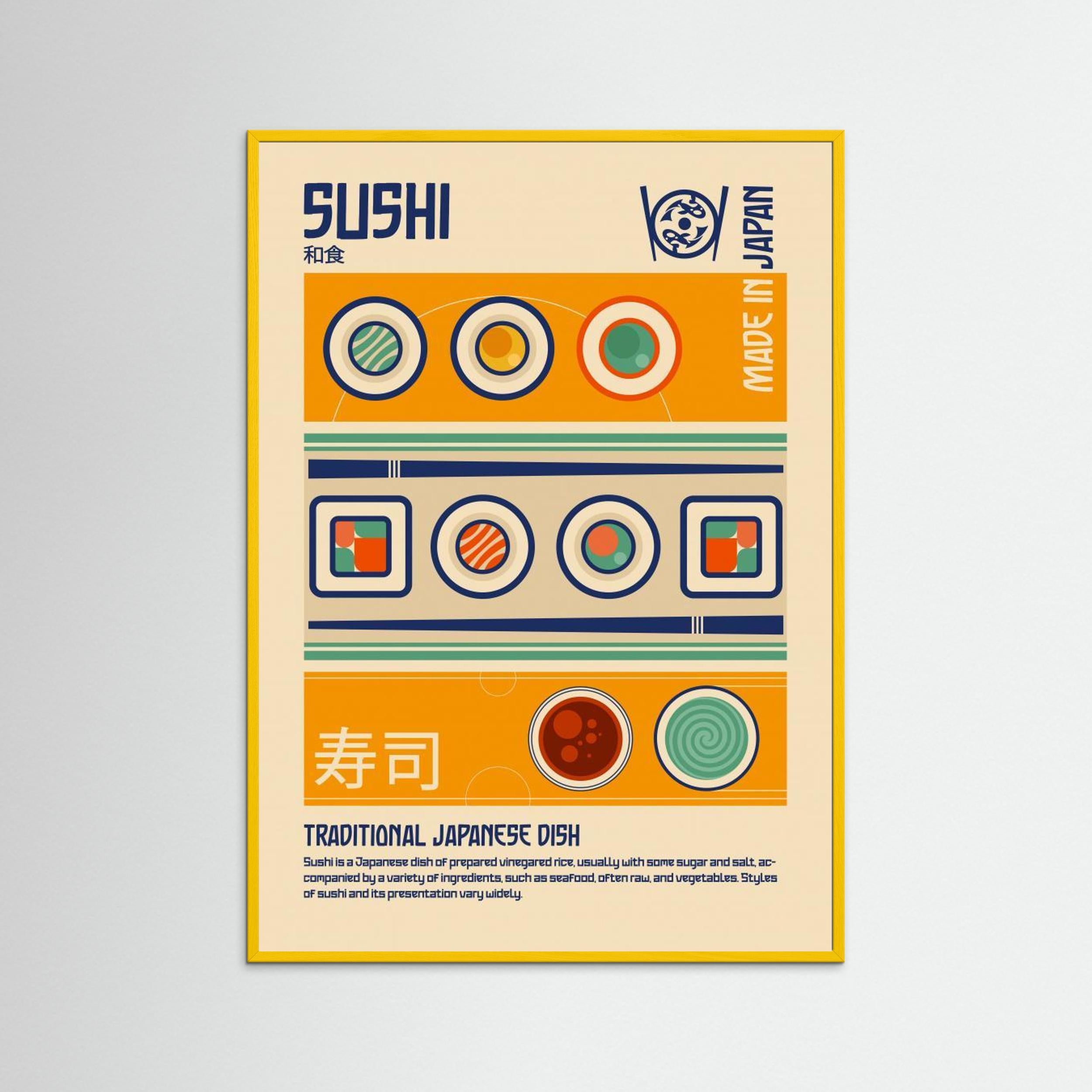 Sushi Japanese Food Print by Retrodrome