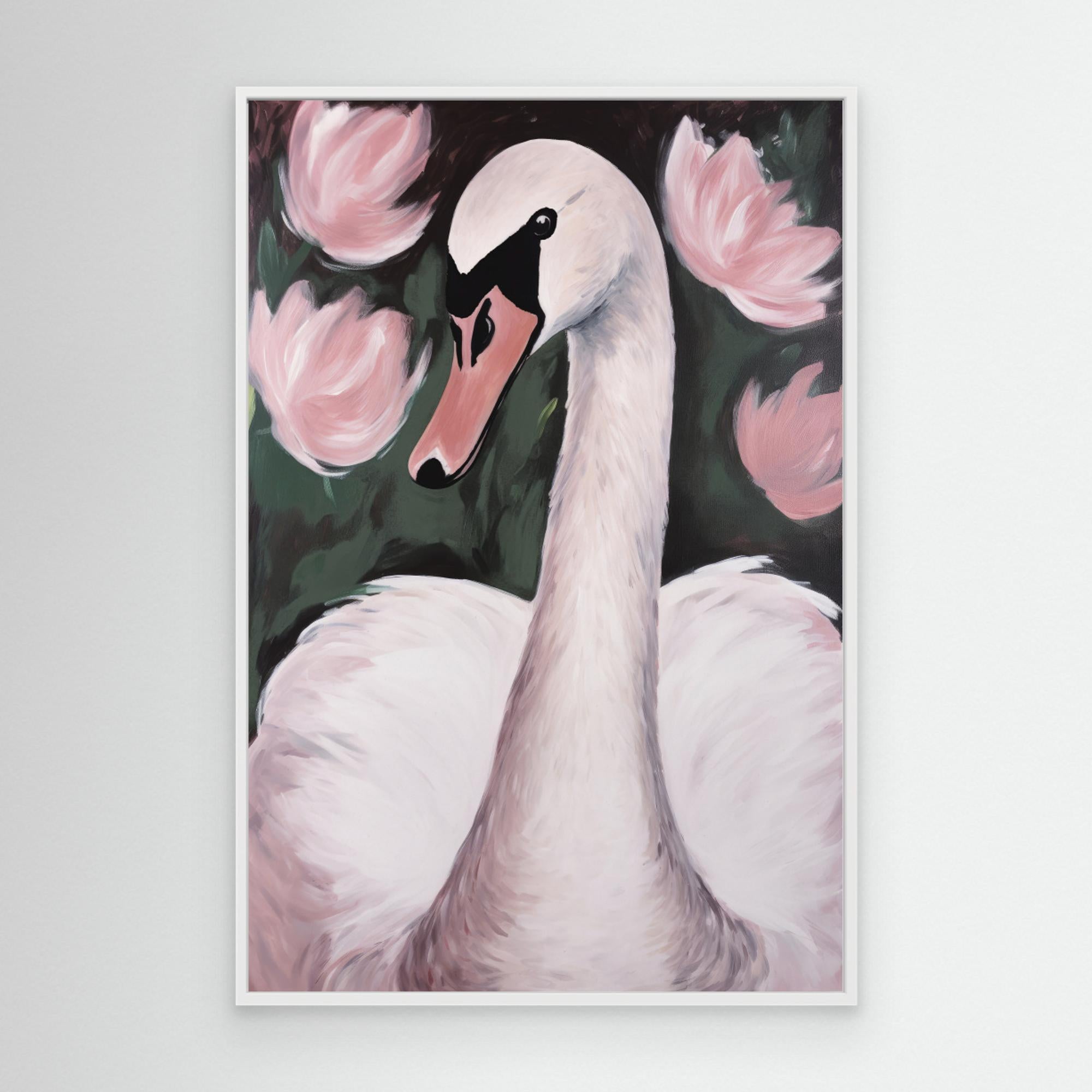 Swan In The Pond by Treechild Canvas