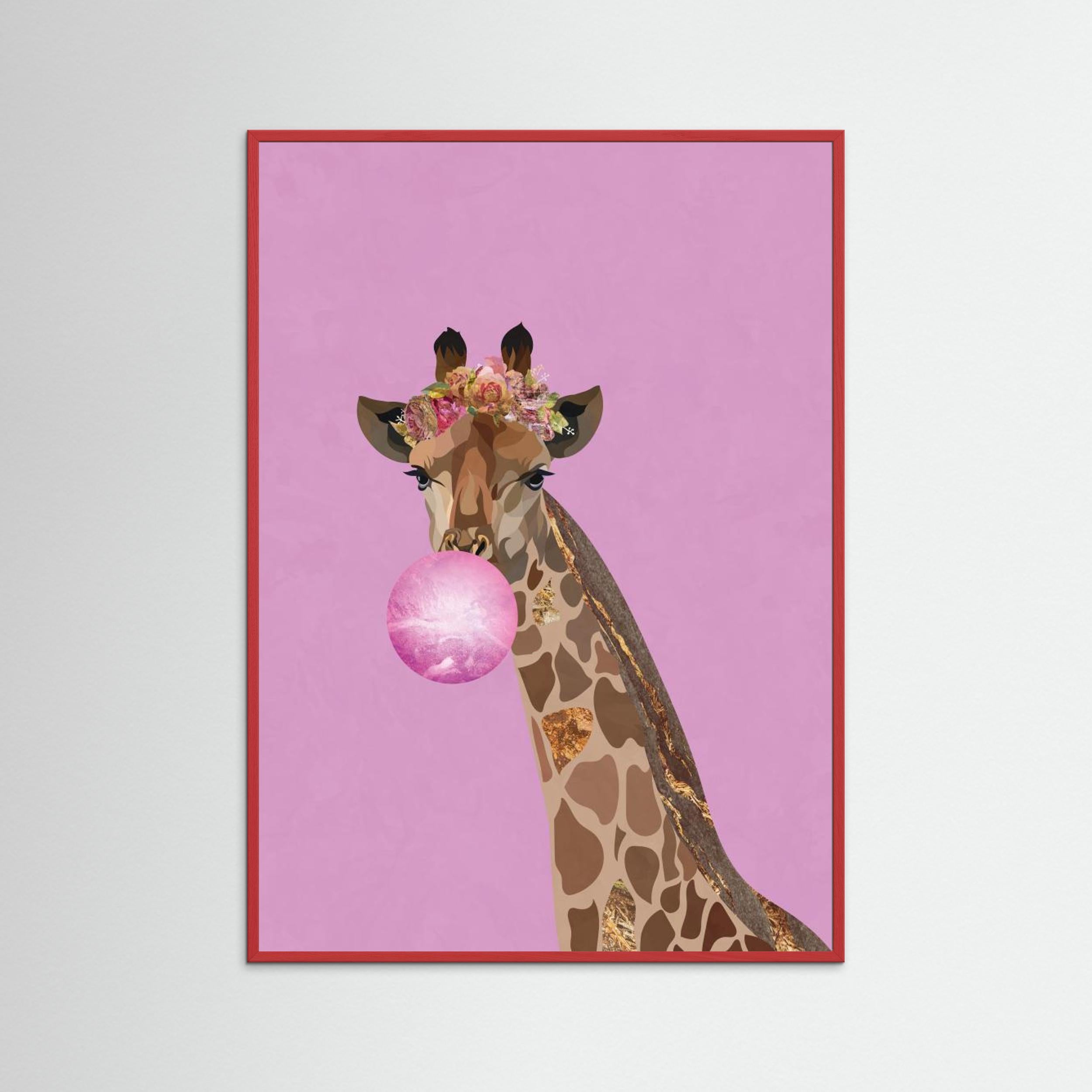 Giraffe pink bubblegum by Sarah Manovski Fine Art Paper