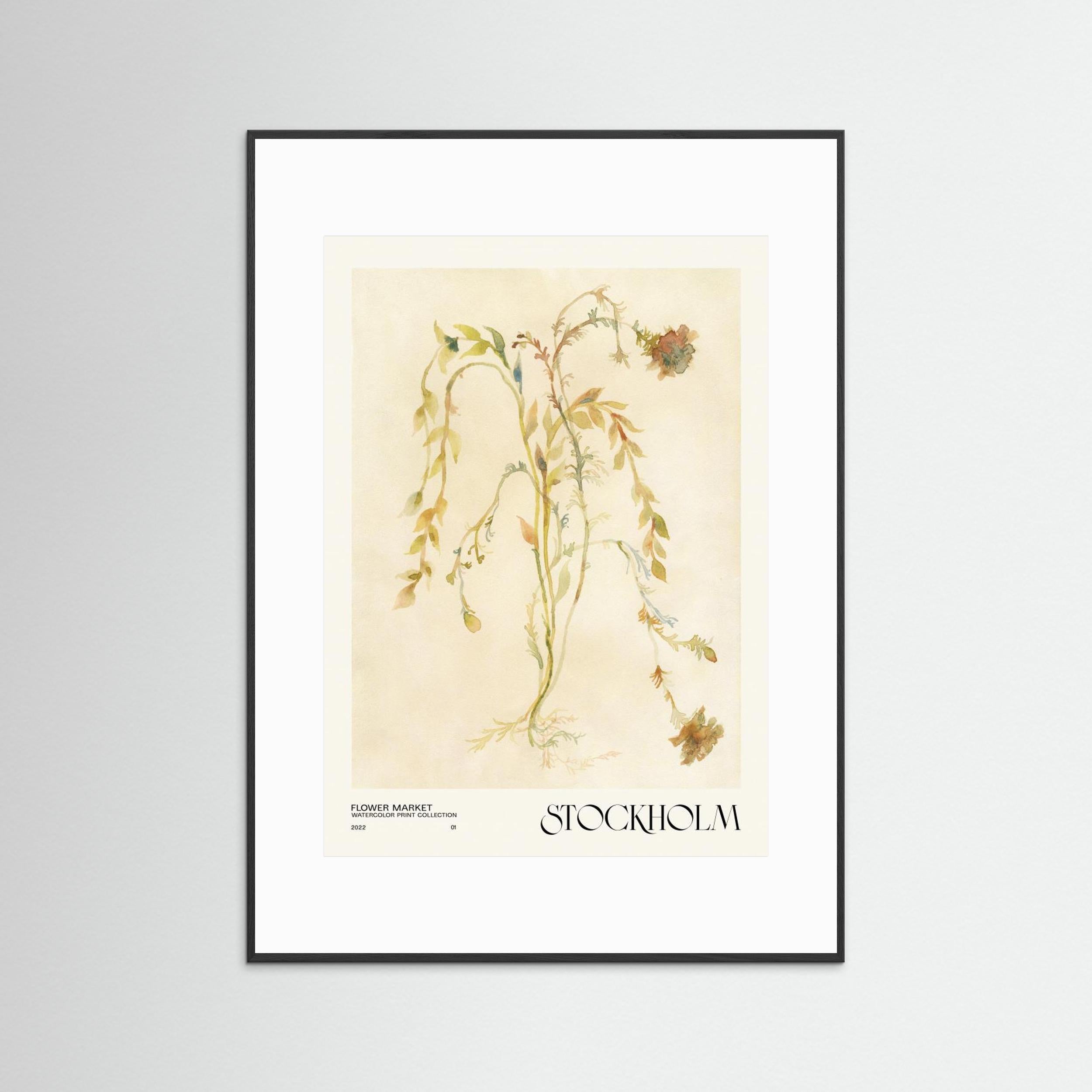 Watercolor print collection. Flower market - Stockholm by Nktn Fine Art Paper